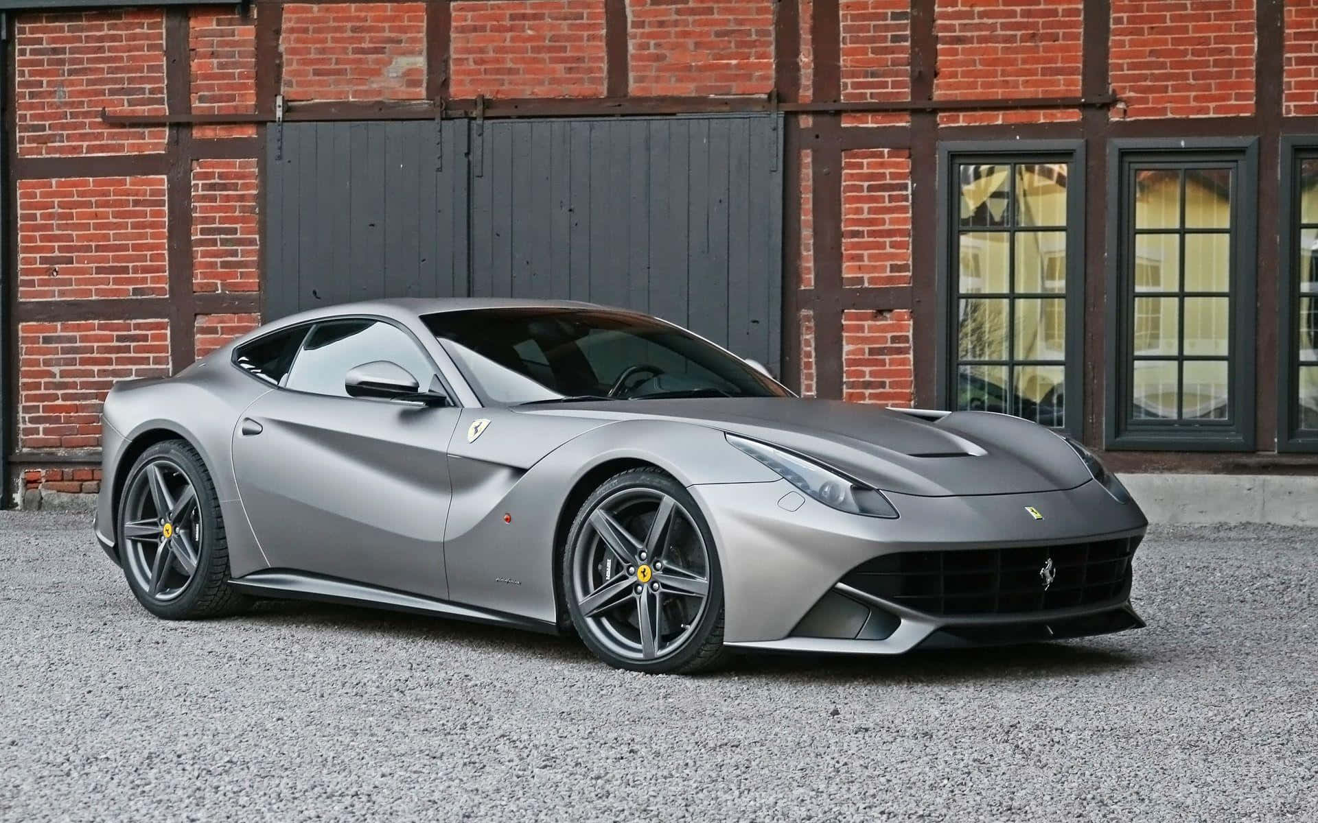 Ferrari F12 Berlinetta, matte silver, gravel, Full HD Desktop Wallpaper