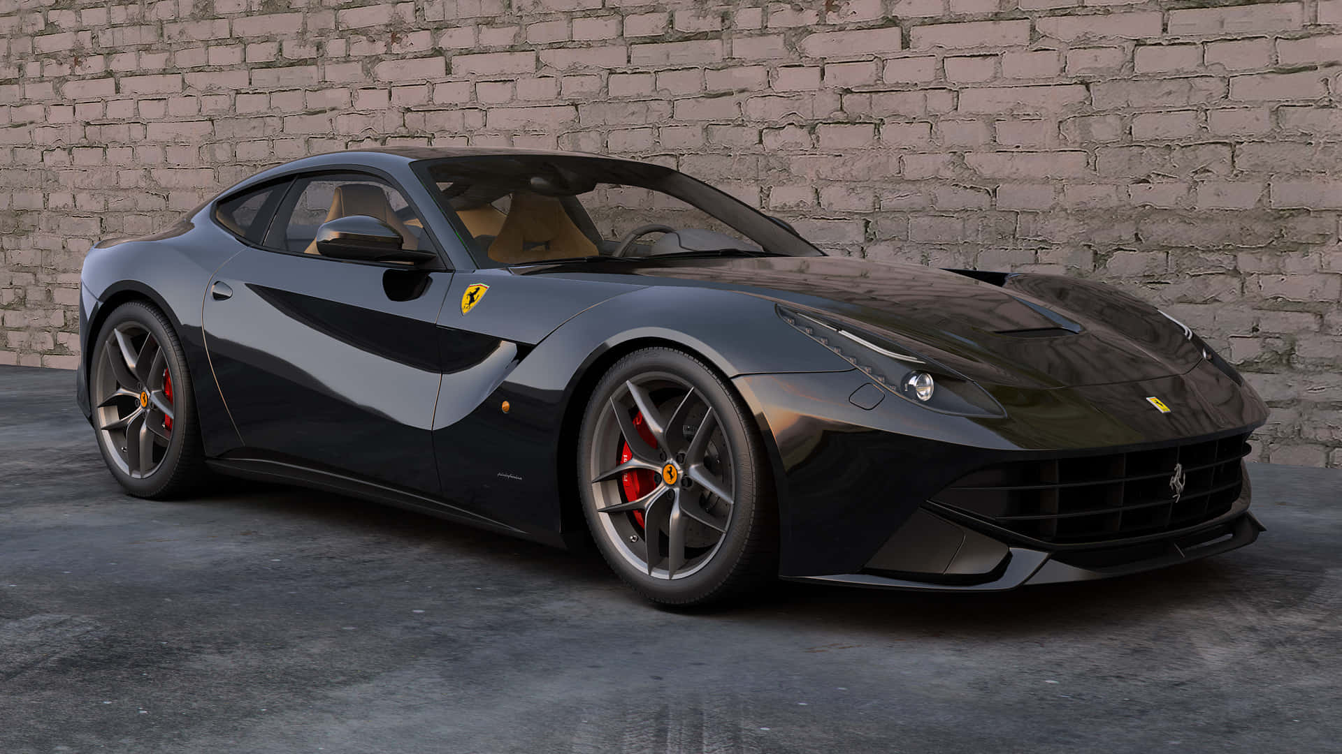 Ferrari F12 Berlinetta, black, red brake calipers, Full HD Desktop Wallpaper