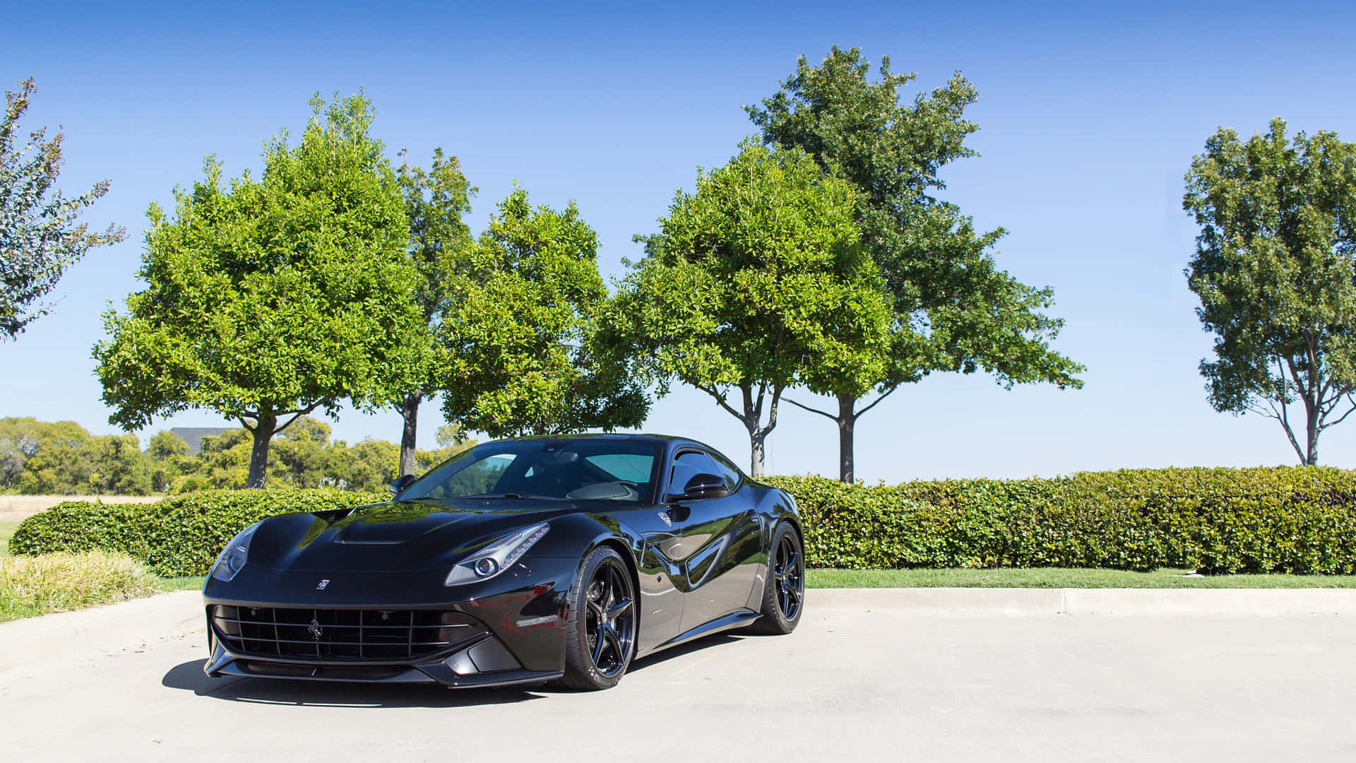 Ferrari F12 Berlinetta, black, paved driveway, Full HD Desktop Wallpaper