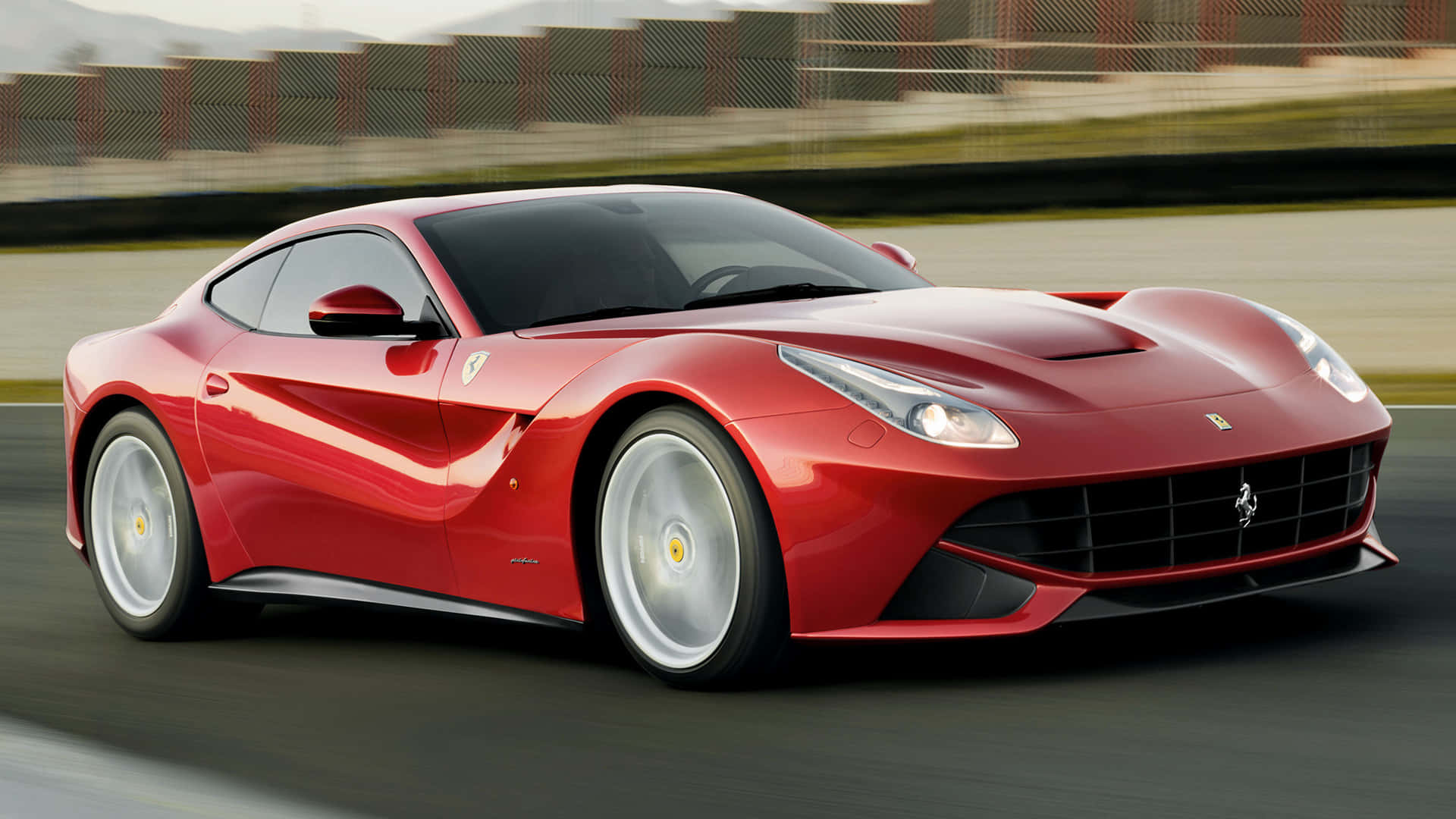 Ferrari F12 Berlinetta, vibrant red, racetrack, Full HD Desktop Wallpaper