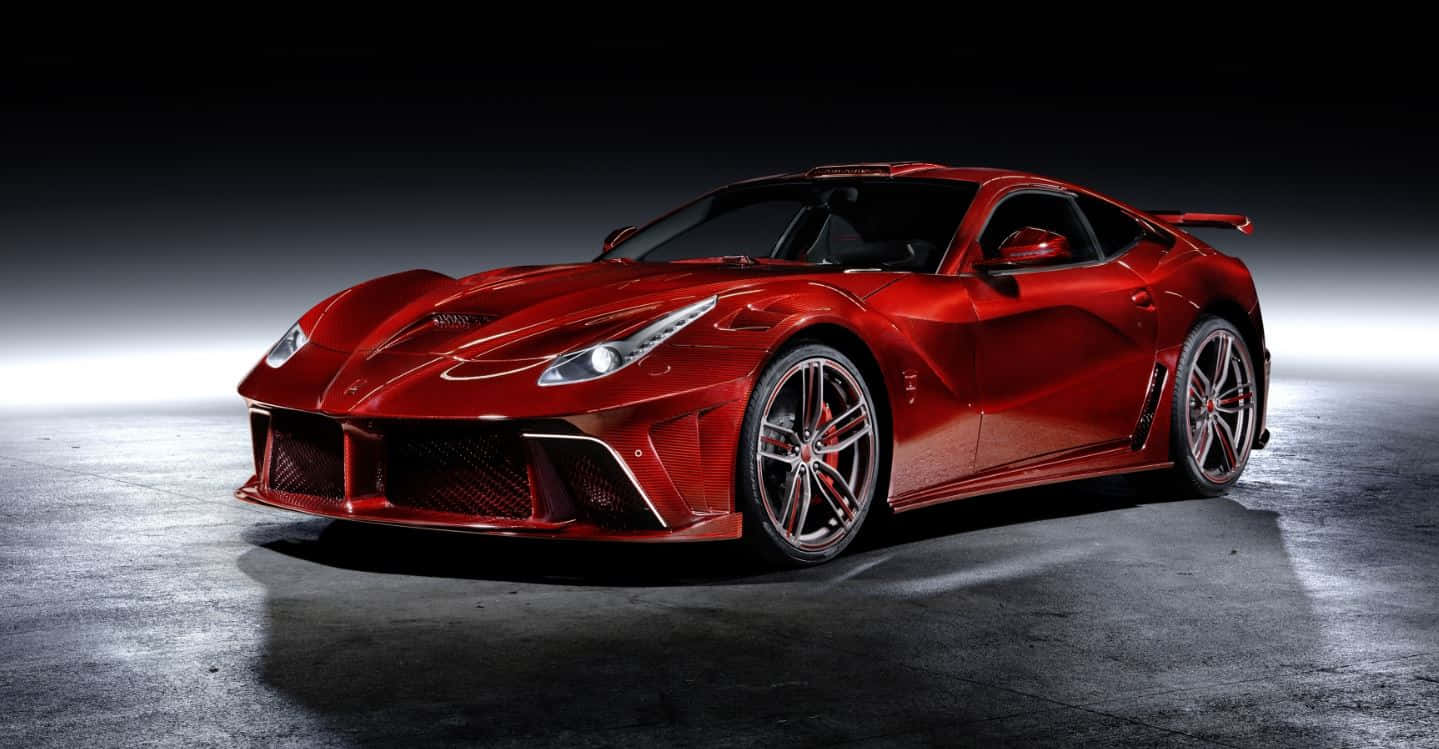 Ferrari F12 Berlinetta, glossy red, dramatic studio lighting, HD Desktop Wallpaper