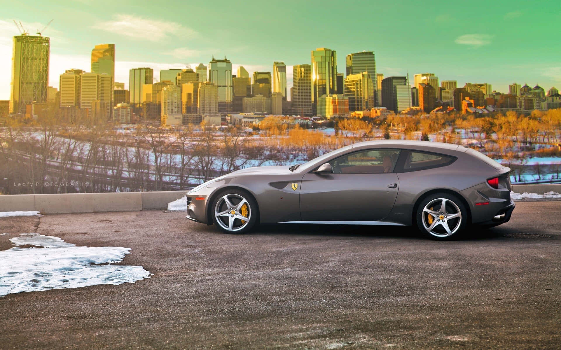 Ferrari FF, gray, snowy overlook, Full HD Desktop Wallpaper