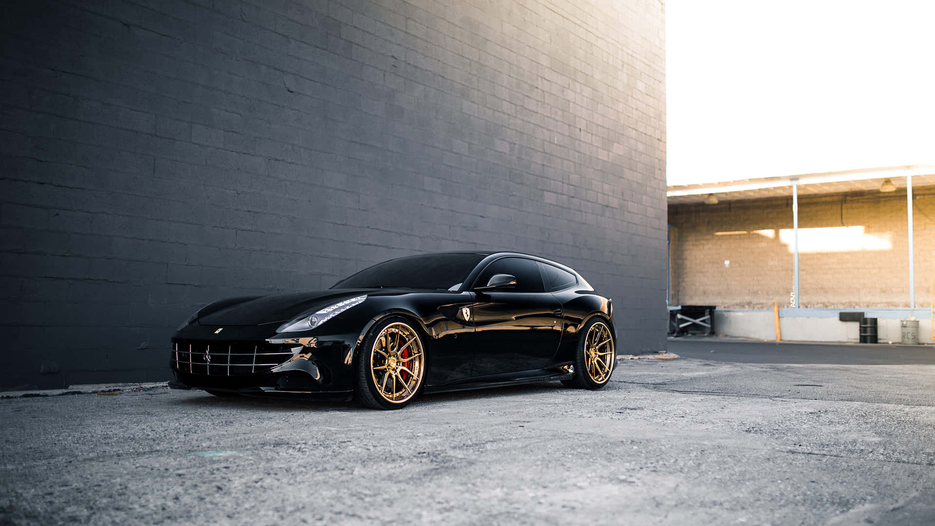 Ferrari FF, black, gold rims, Full HD Desktop Wallpaper