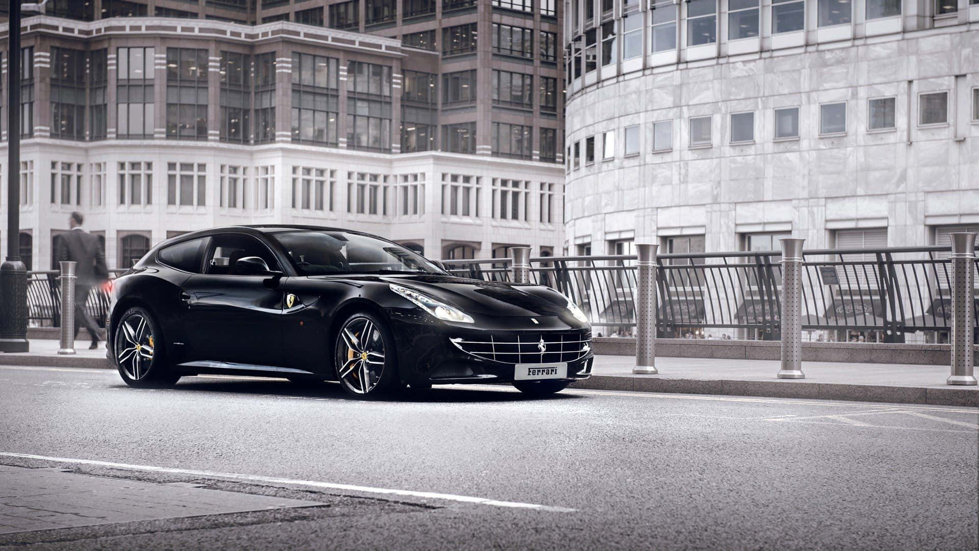 Ferrari FF, black, city street, Full HD Desktop Wallpaper