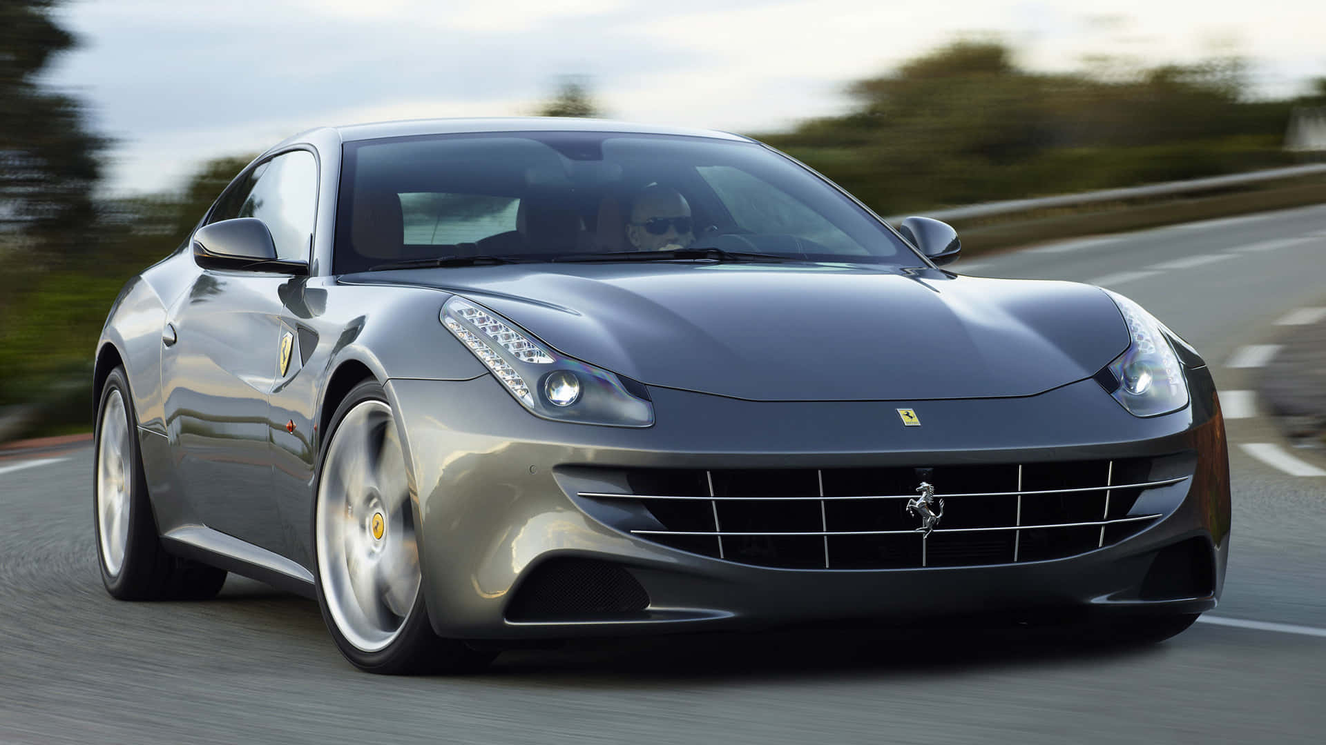 Ferrari FF, silver, winding road, Full HD Desktop Wallpaper