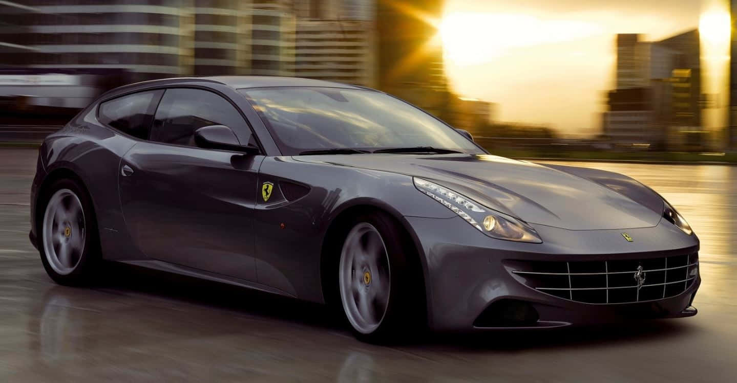 Ferrari FF, gray, golden sunset, HD Desktop Wallpaper