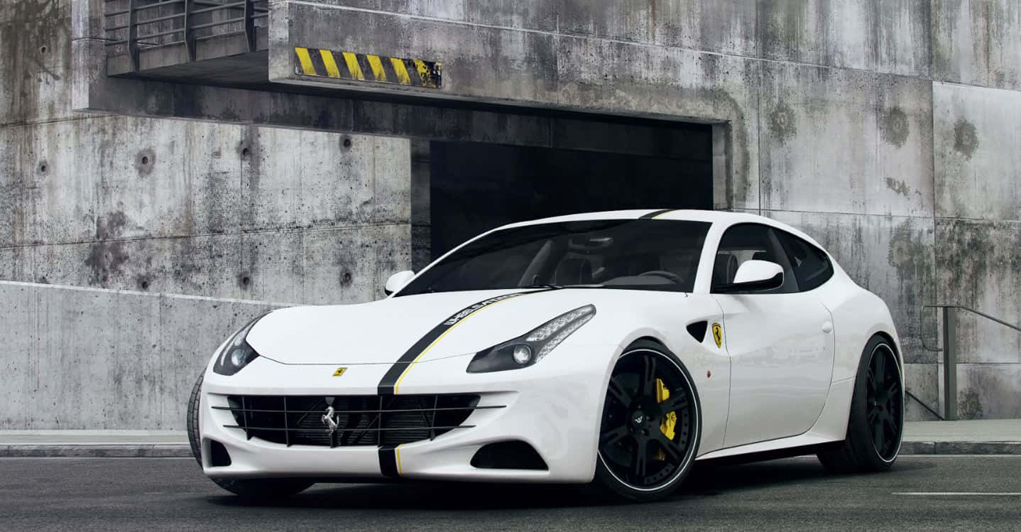 Ferrari FF, white, yellow accents, HD Desktop Wallpaper