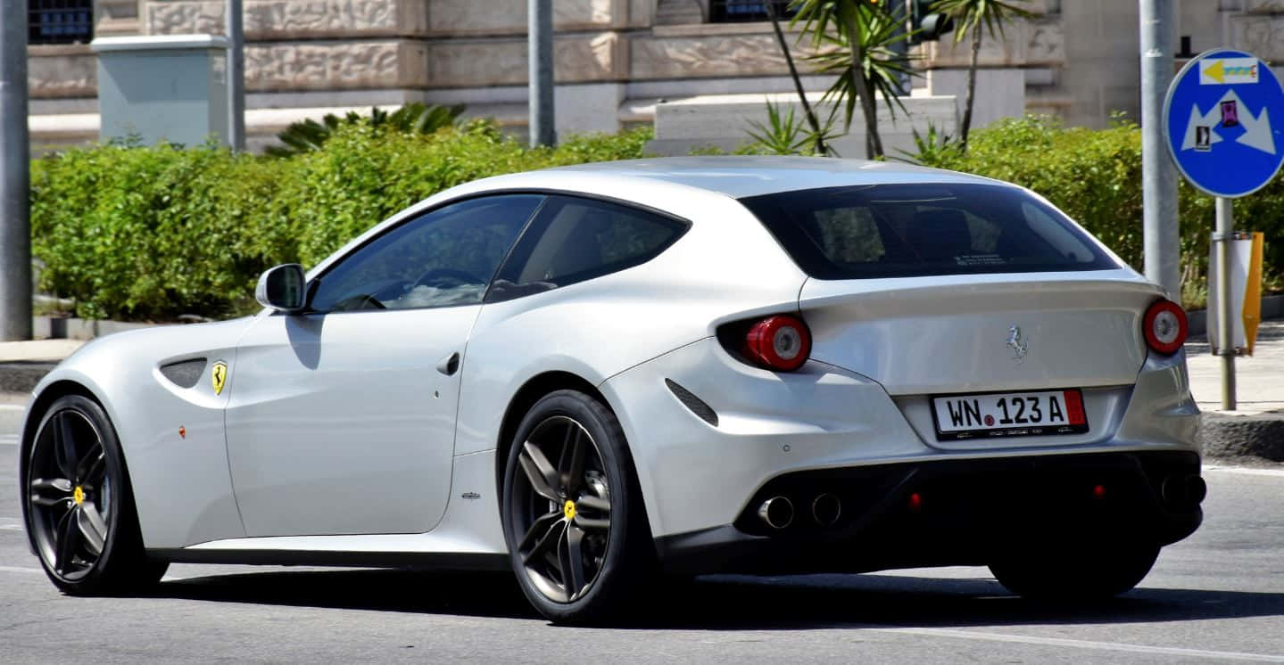 Ferrari FF, white, sunlit urban street, HD Desktop Wallpaper