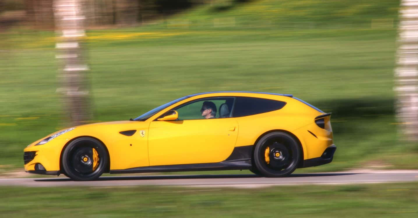 Ferrari Ff, vibrant yellow, road, HD Desktop Wallpaper