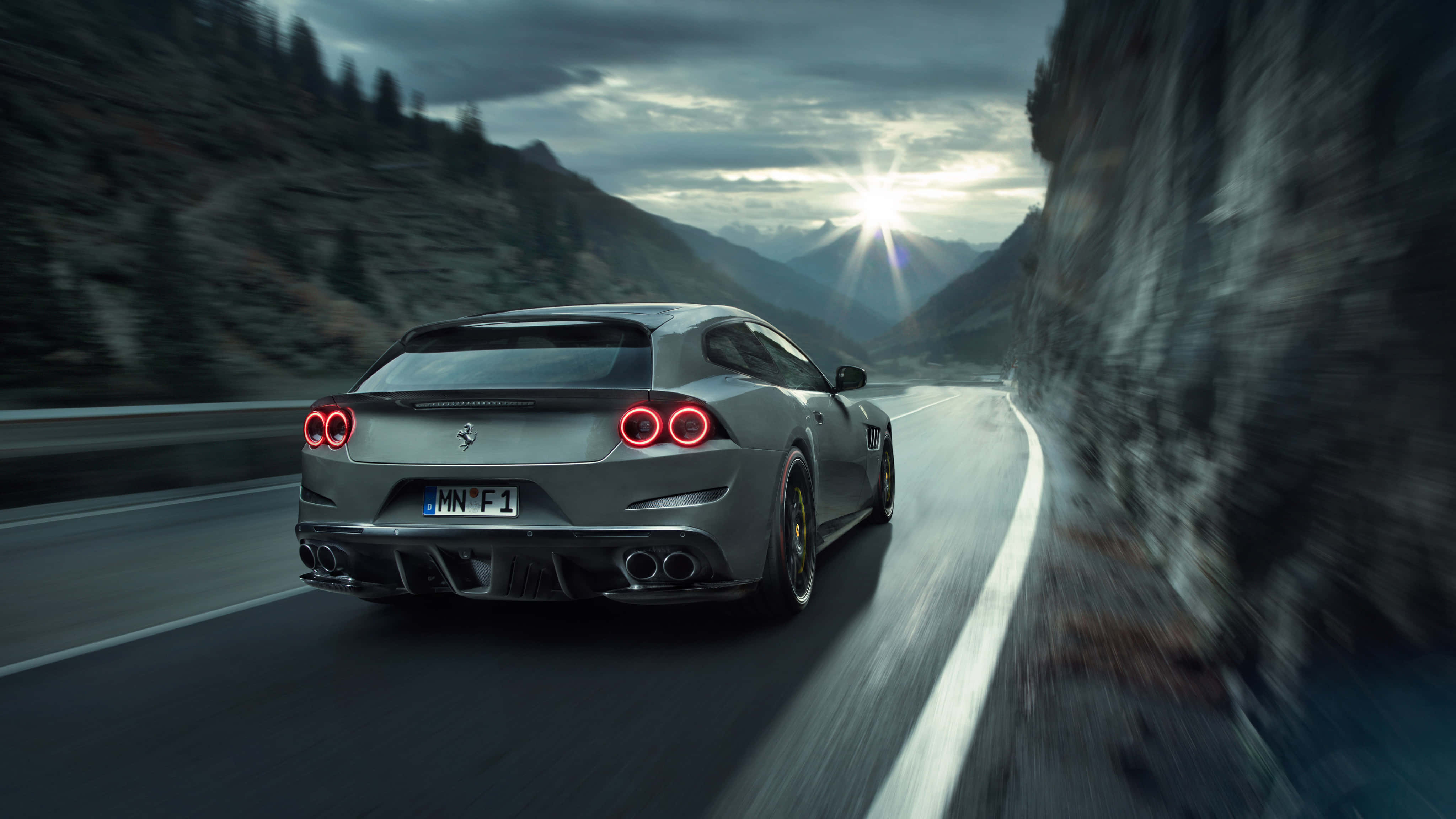 Ferrari GTC4Lusso, red, mountain road, 4K Desktop Wallpaper
