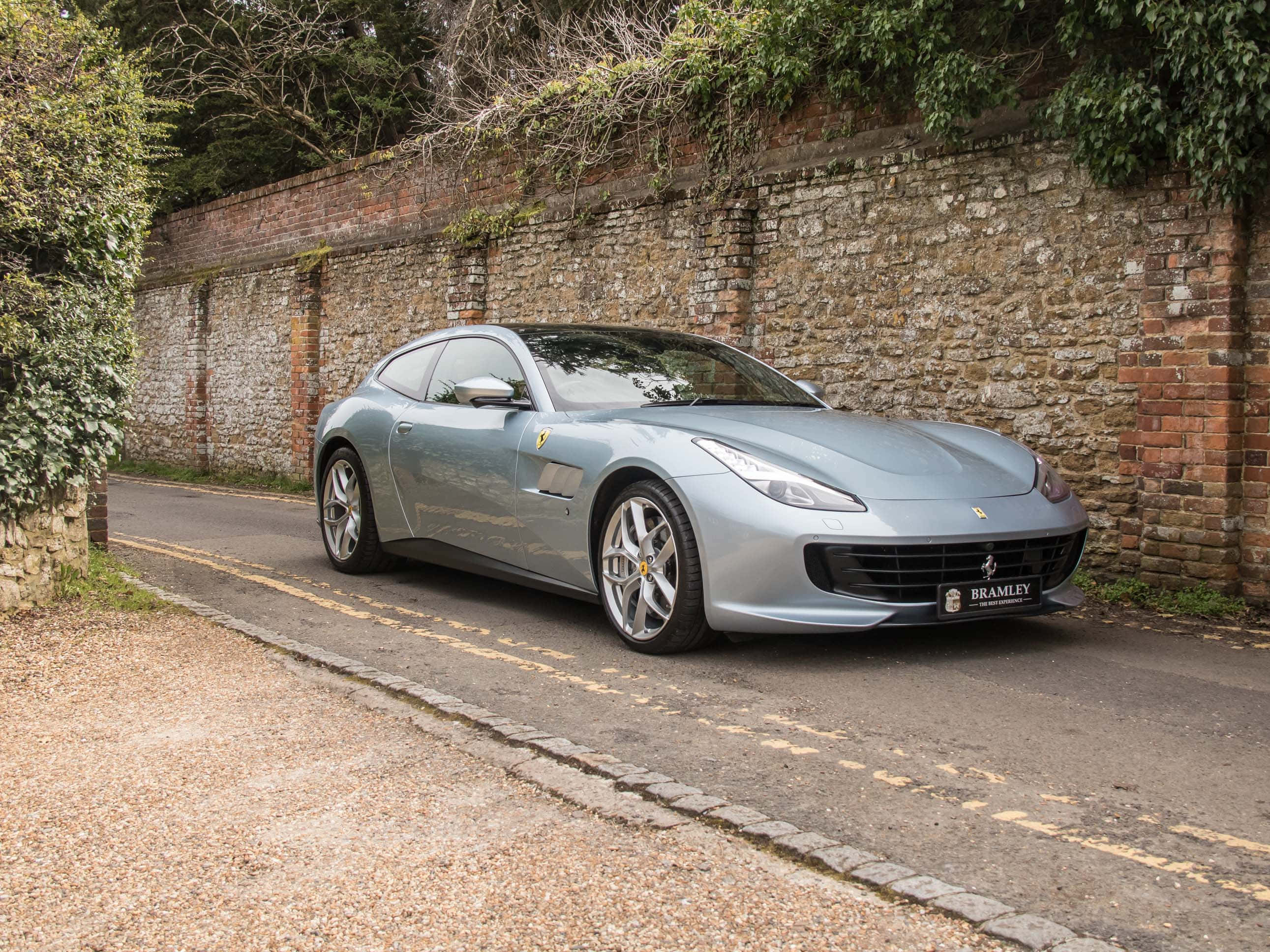 Ferrari GTC4Lusso, silver, quiet road, 2K Desktop Wallpaper
