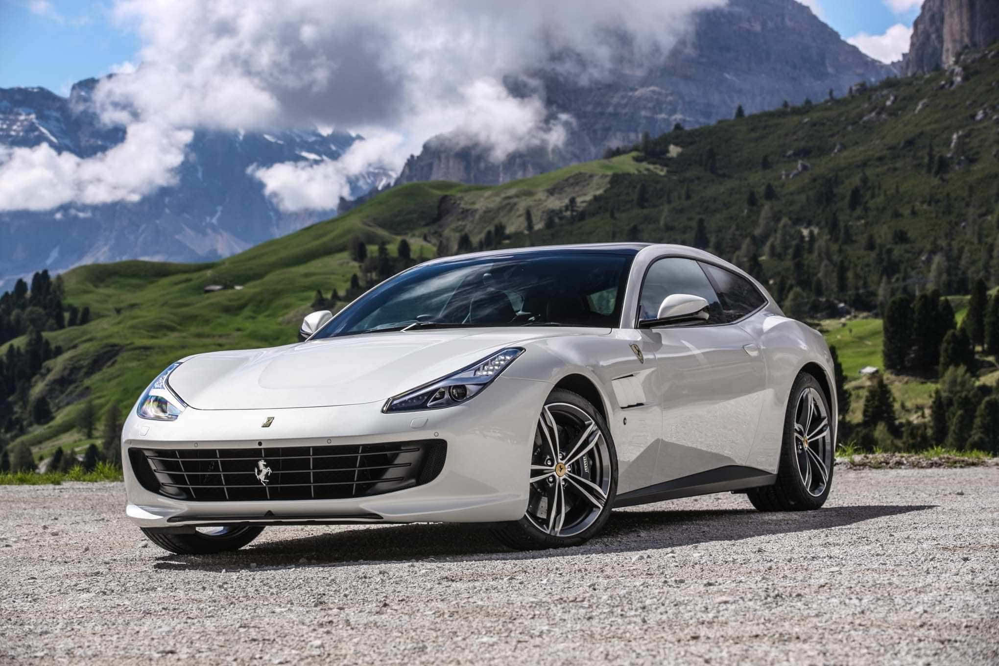 Ferrari GTC4Lusso, white, gravel road, Full HD Desktop Wallpaper