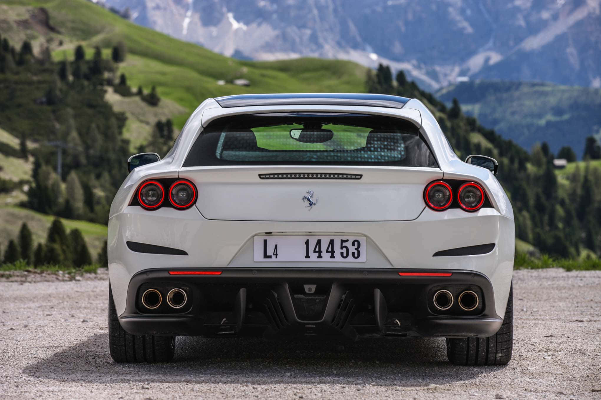 Ferrari GTC4Lusso, white, gravel road, Full HD Desktop Wallpaper