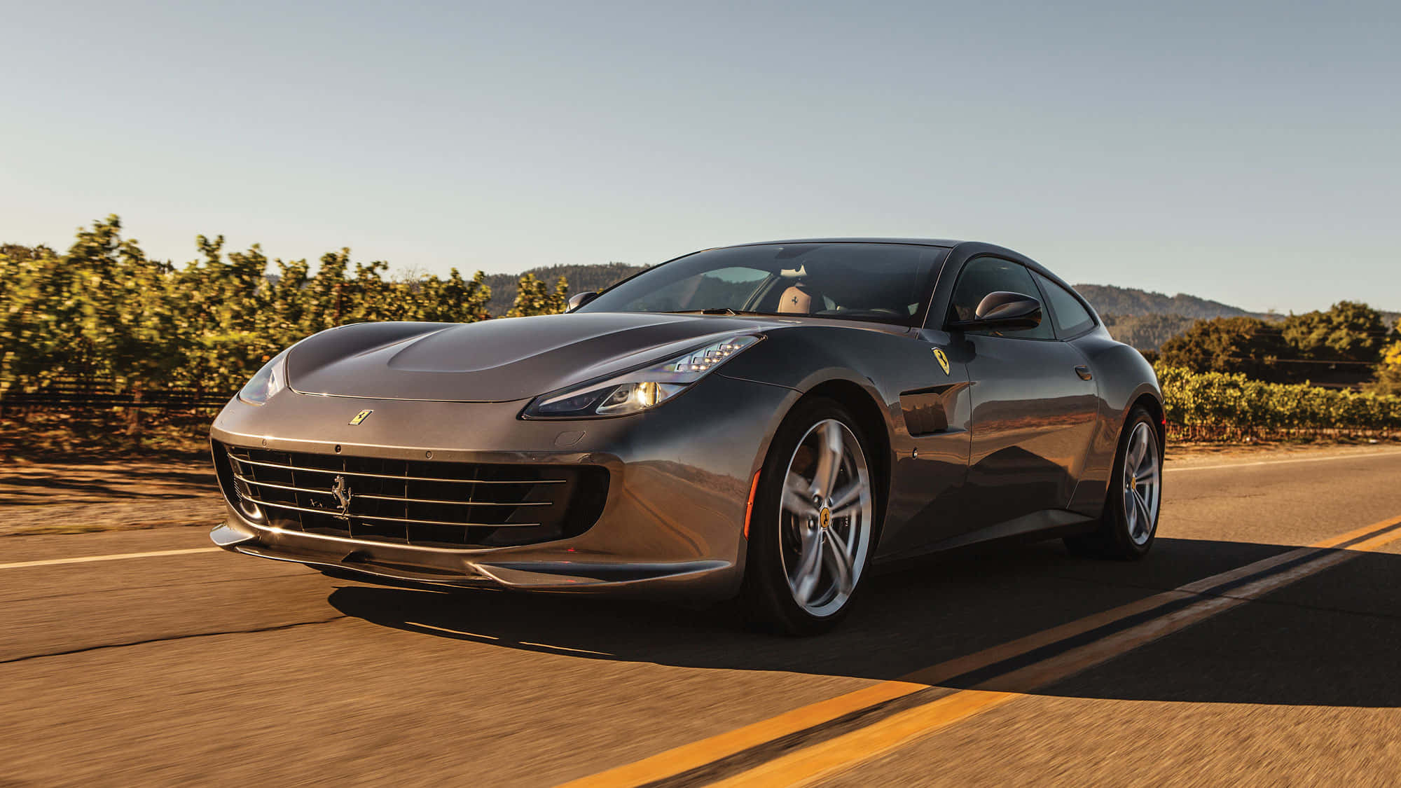 Ferrari Gtc4lusso, gray, sunlit road, Full HD Desktop Wallpaper
