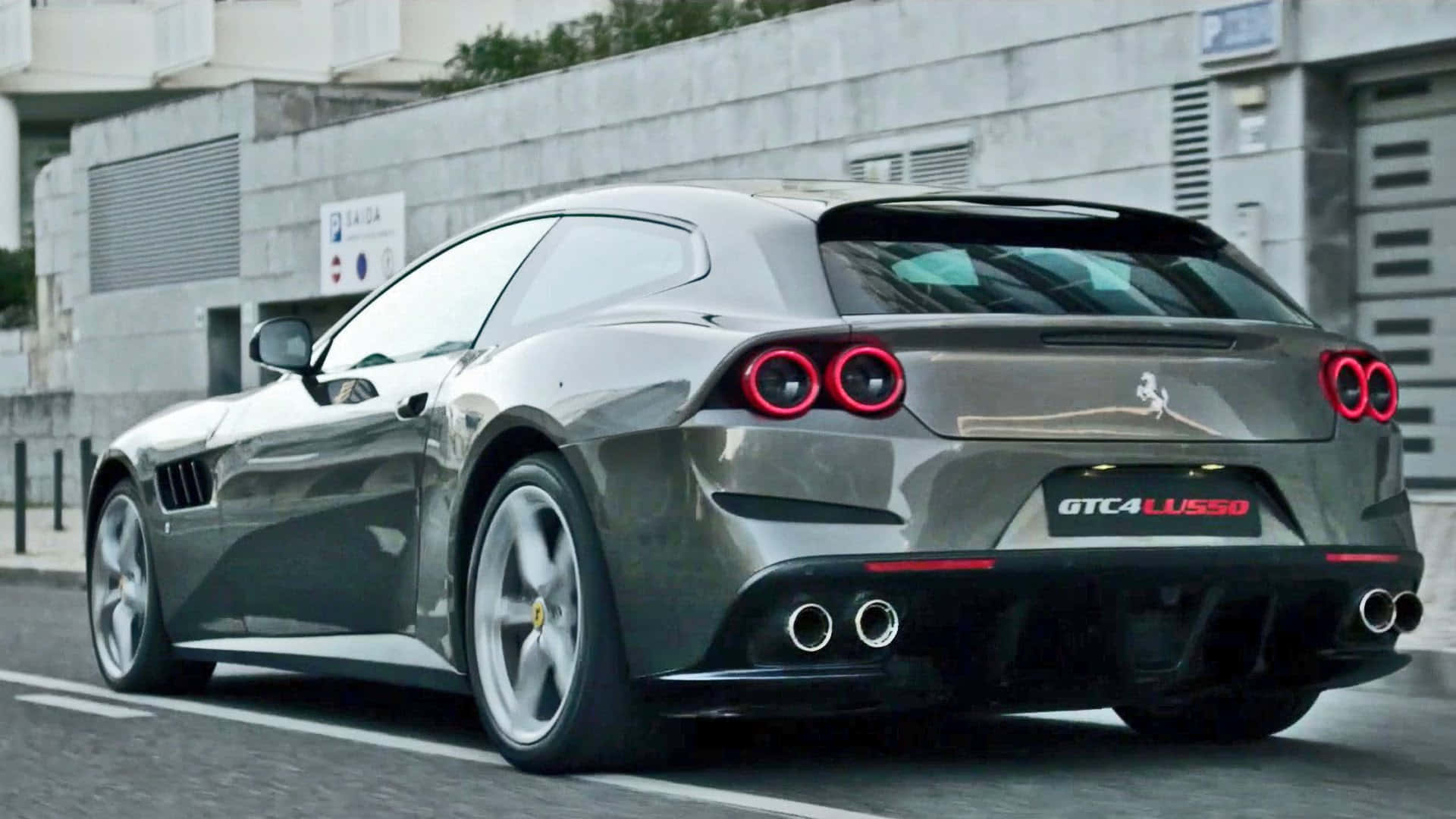 Ferrari GTC4Lusso, gray, red taillights, Full HD Desktop Wallpaper