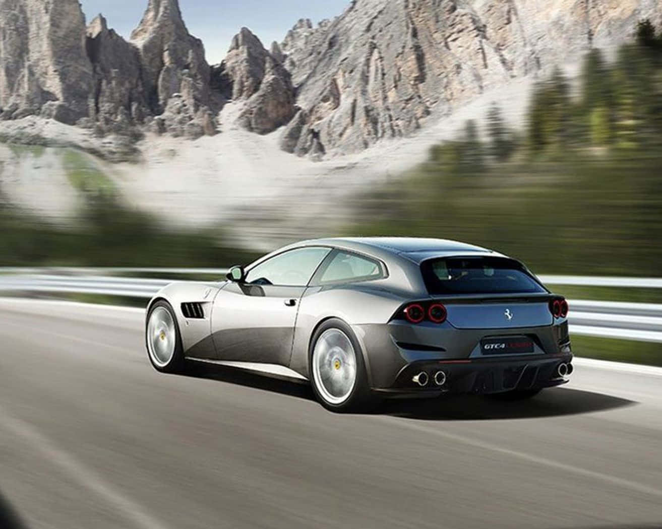Ferrari GTC4Lusso, silver, mountain road, HD Desktop Wallpaper