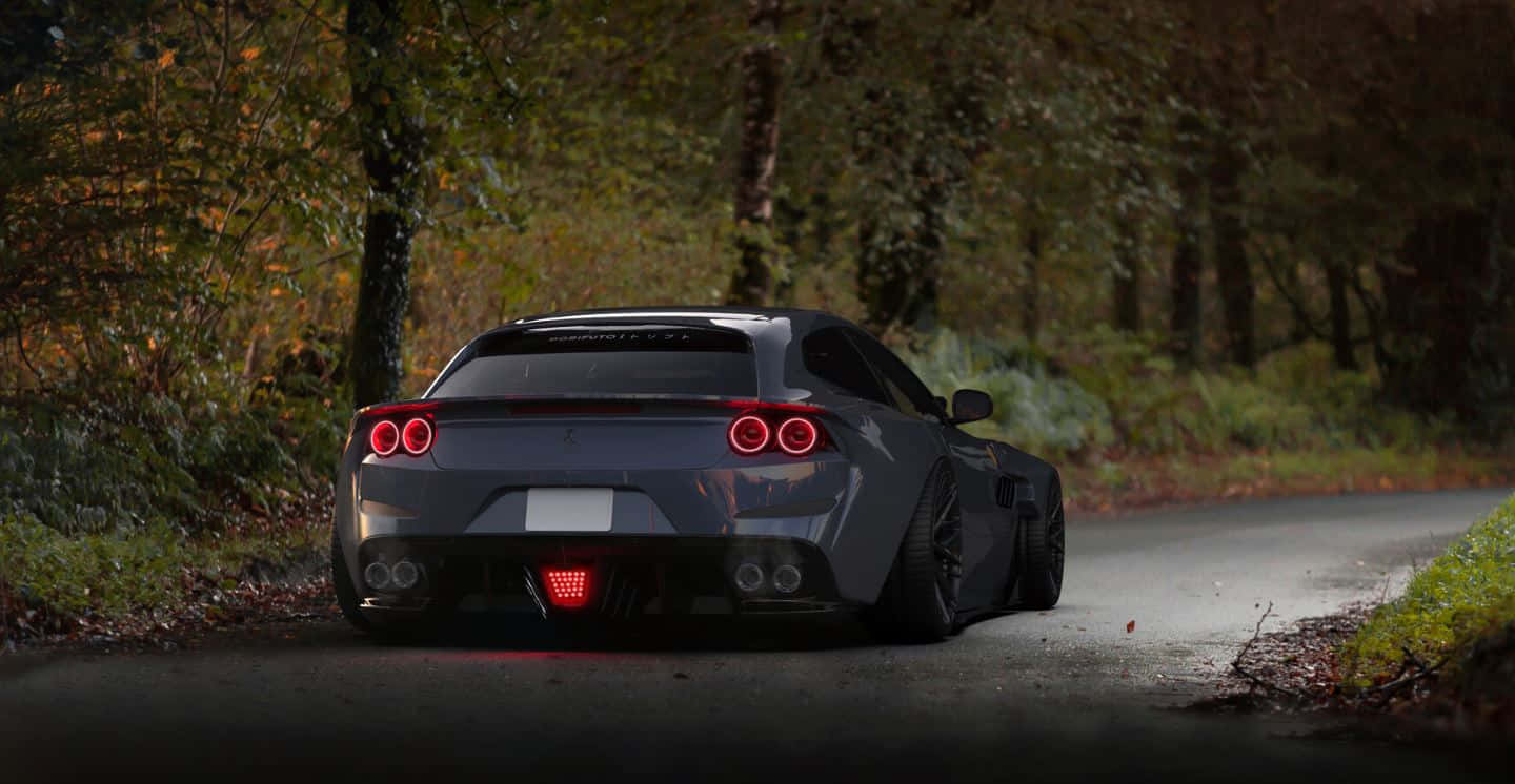Ferrari GTC4Lusso, gray, glowing red taillights, HD Desktop Wallpaper