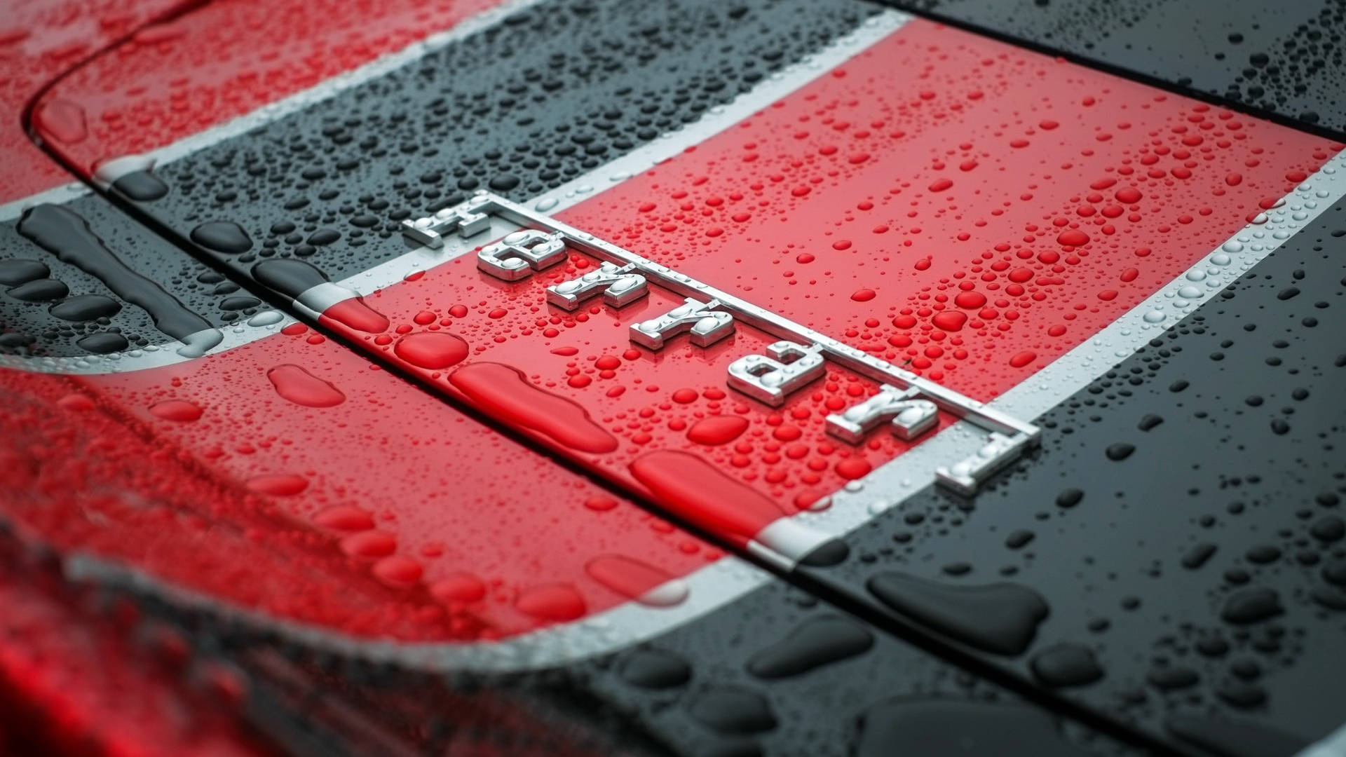 Ferrari, red and black car hood, raindrops, Full HD Desktop Wallpaper