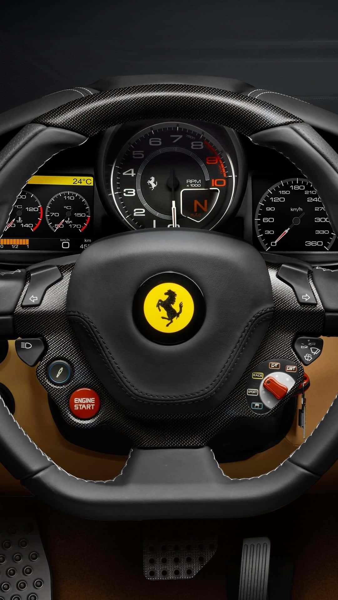 Ferrari, iPhone X, steering wheel, Full HD Phone Wallpaper