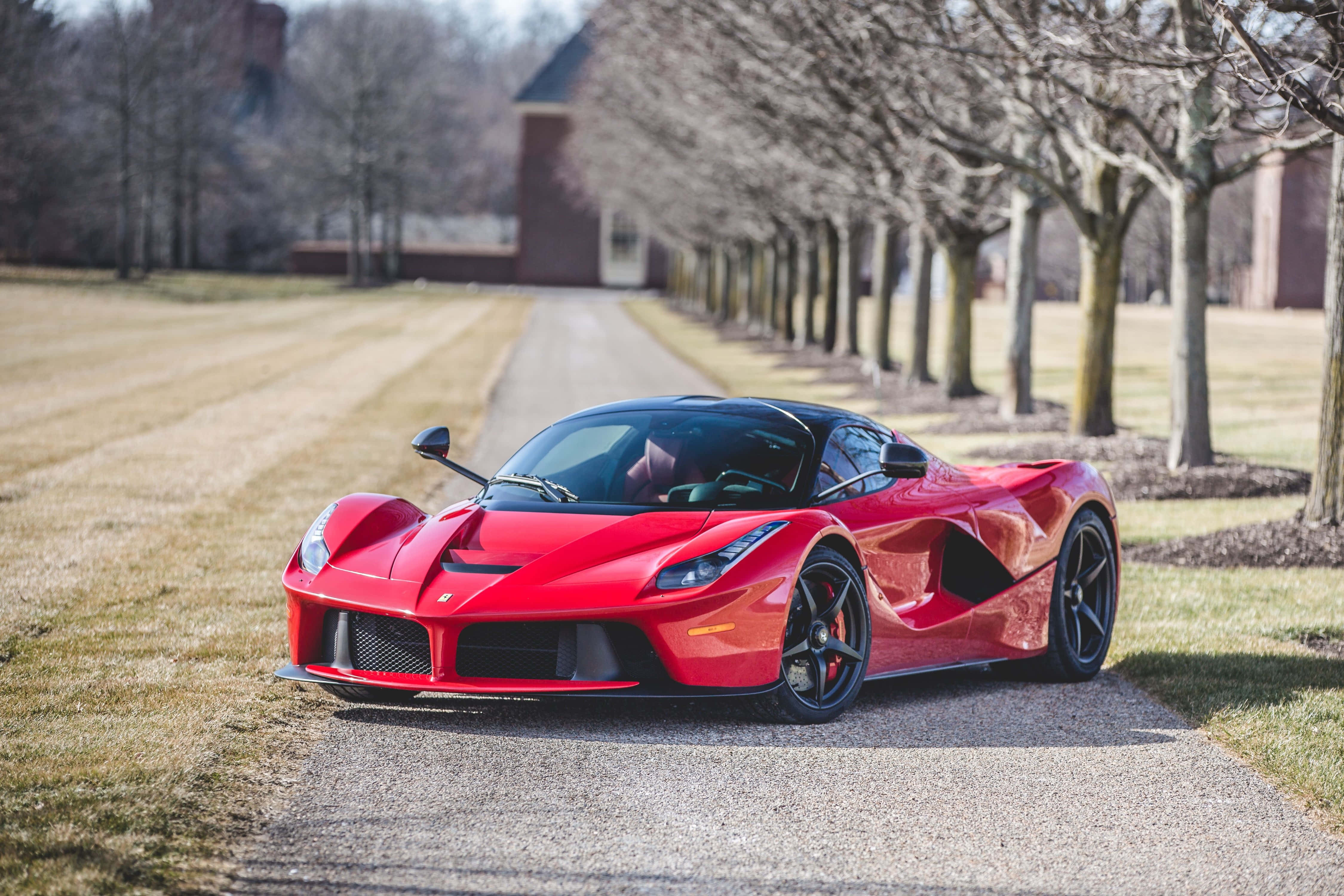 Ferrari LaFerrari, vibrant red, gravel path, 4K Desktop Wallpaper