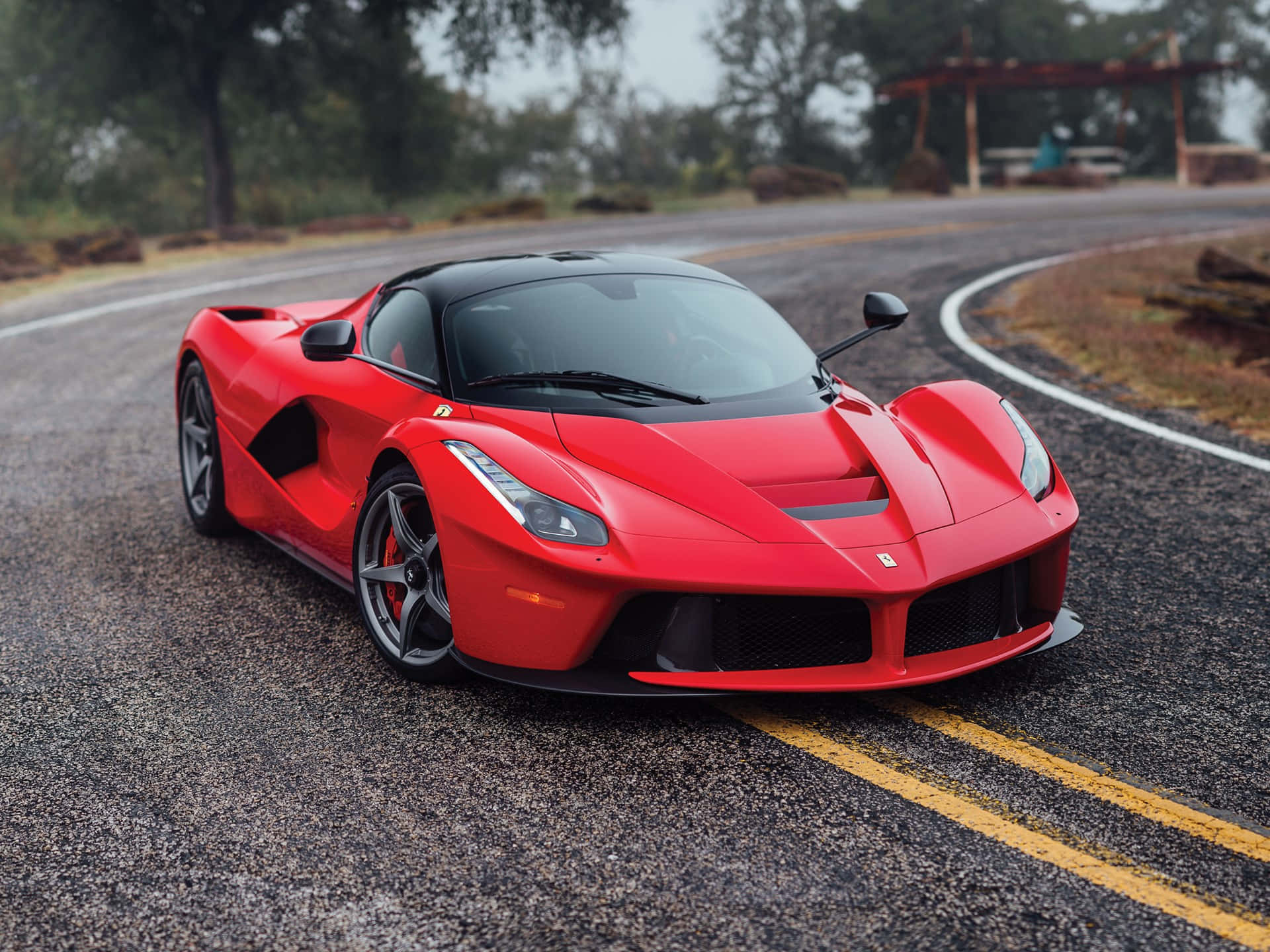 Ferrari LaFerrari, vibrant red, winding asphalt road, Full HD Desktop Wallpaper