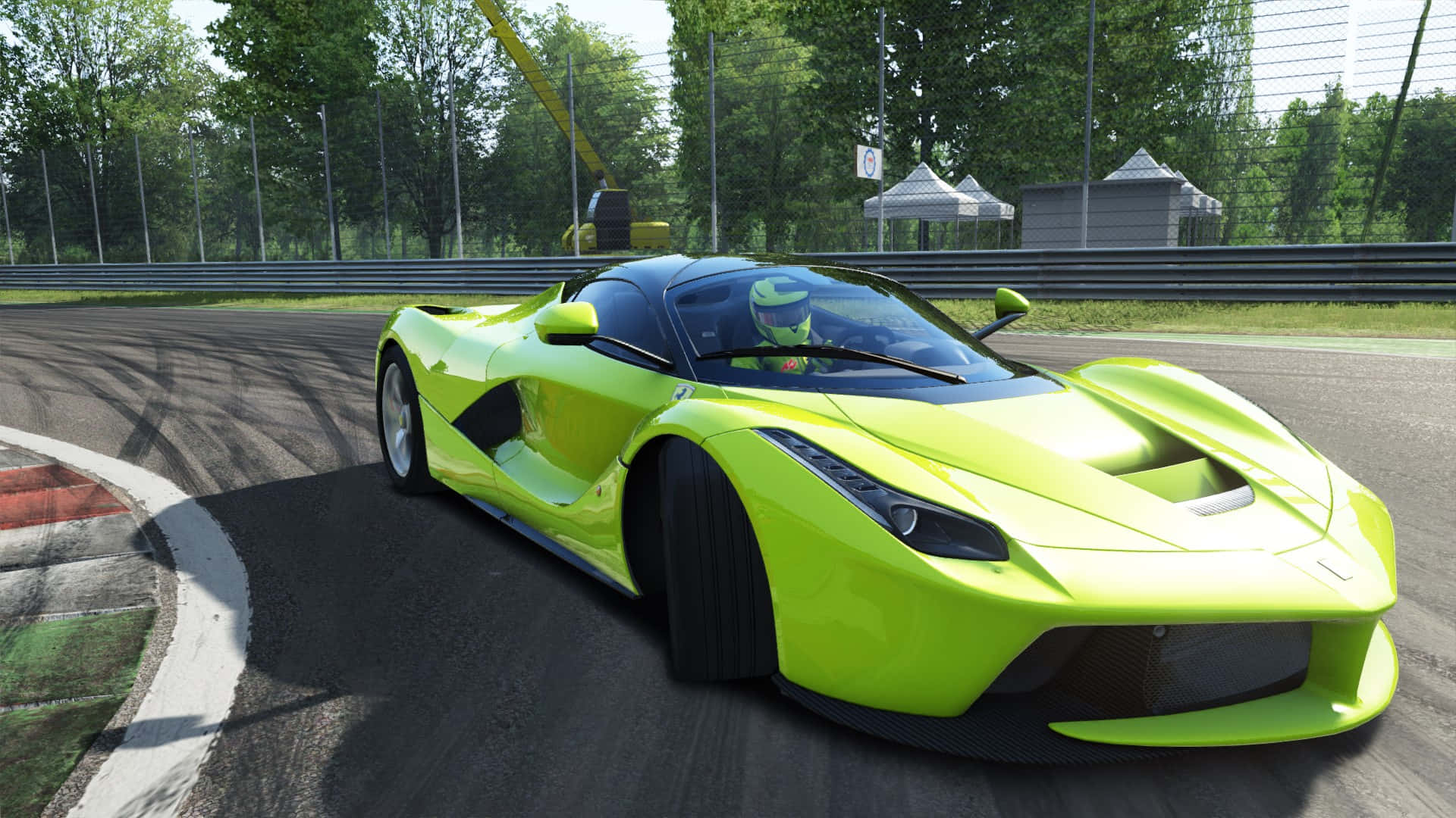 Ferrari LaFerrari, lime green, sunlit racetrack, Full HD Desktop Wallpaper