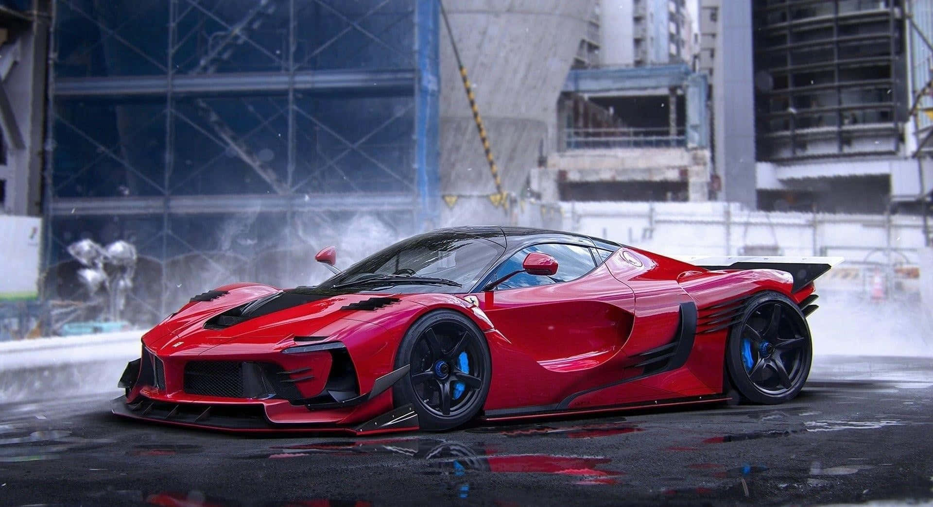 Ferrari LaFerrari, vibrant red, black accents, Full HD Desktop Wallpaper