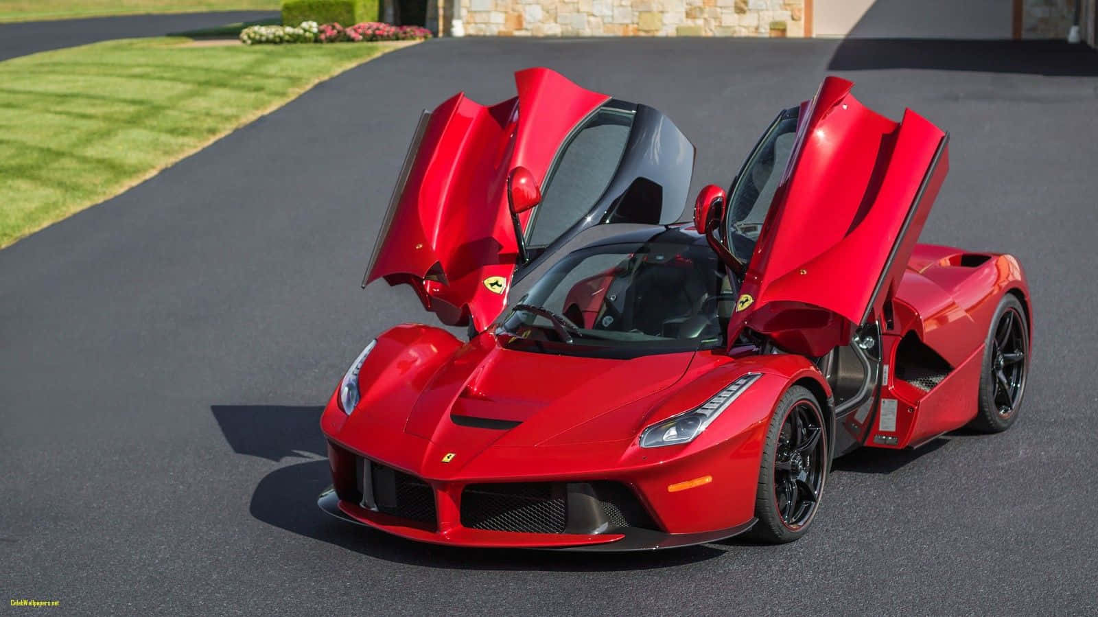 Ferrari LaFerrari, red, scissor doors, HD Desktop Wallpaper