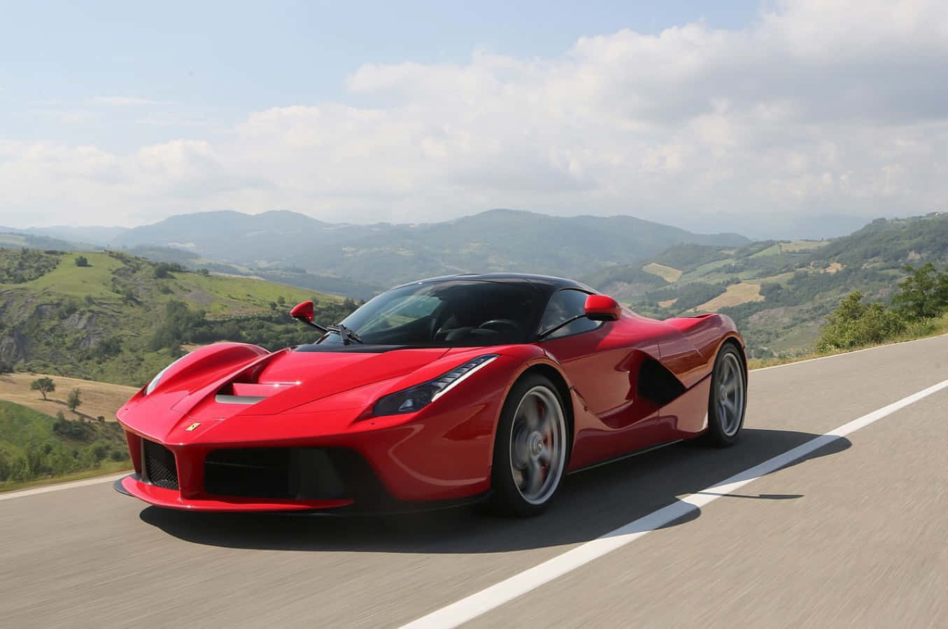 Ferrari LaFerrari, vibrant red, winding mountain road, HD Desktop Wallpaper