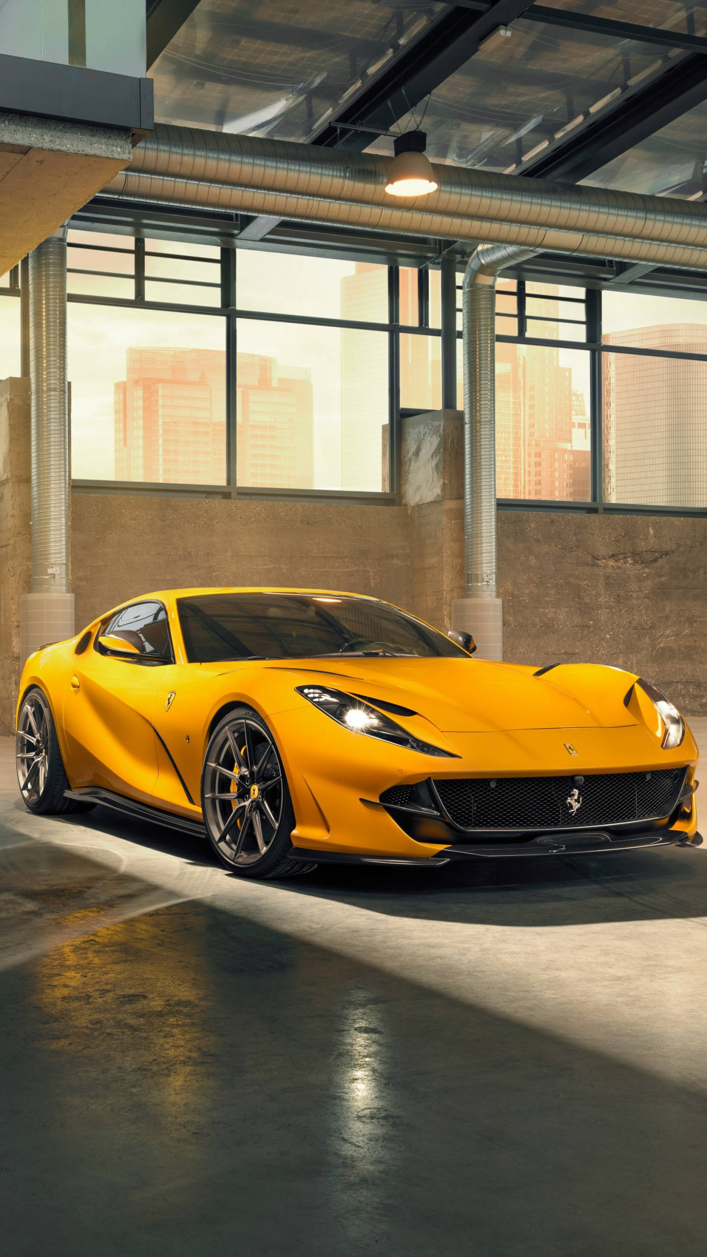 812 Superfast, Ferrari, yellow, 2K Phone Wallpaper