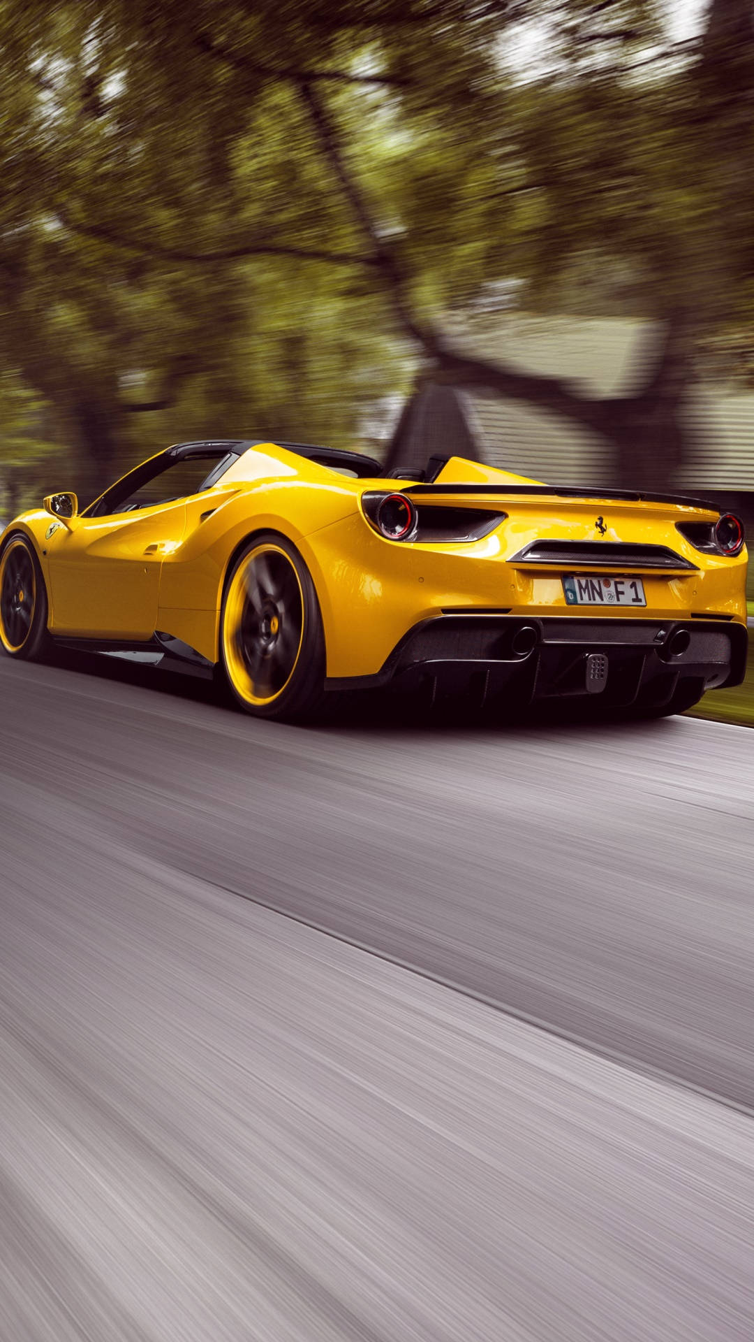 488 Spider, Ferrari, Yellow, Full HD Phone Wallpaper