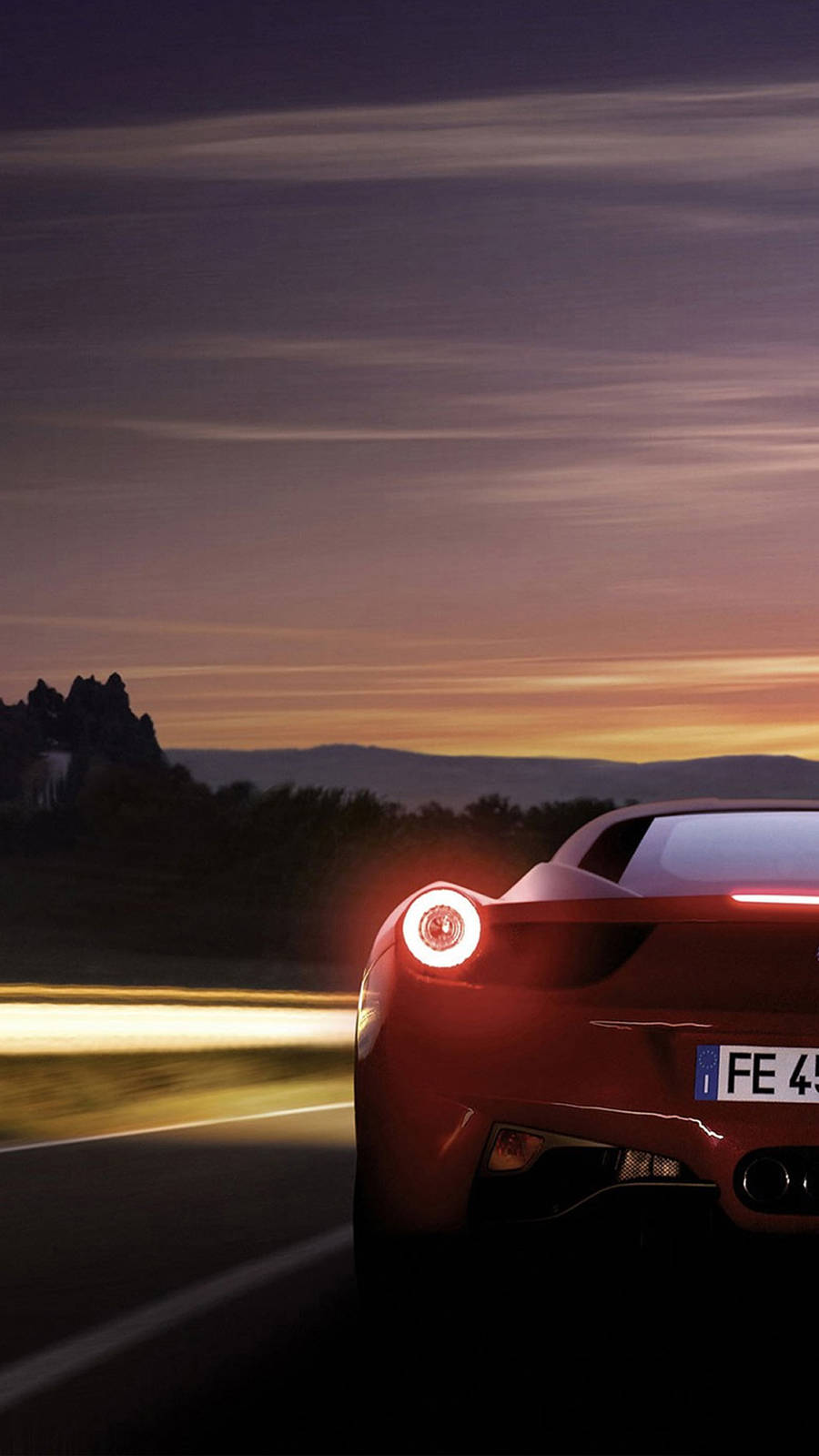 Ferrari Phone, red sports car, glowing taillights, HD Phone Wallpaper