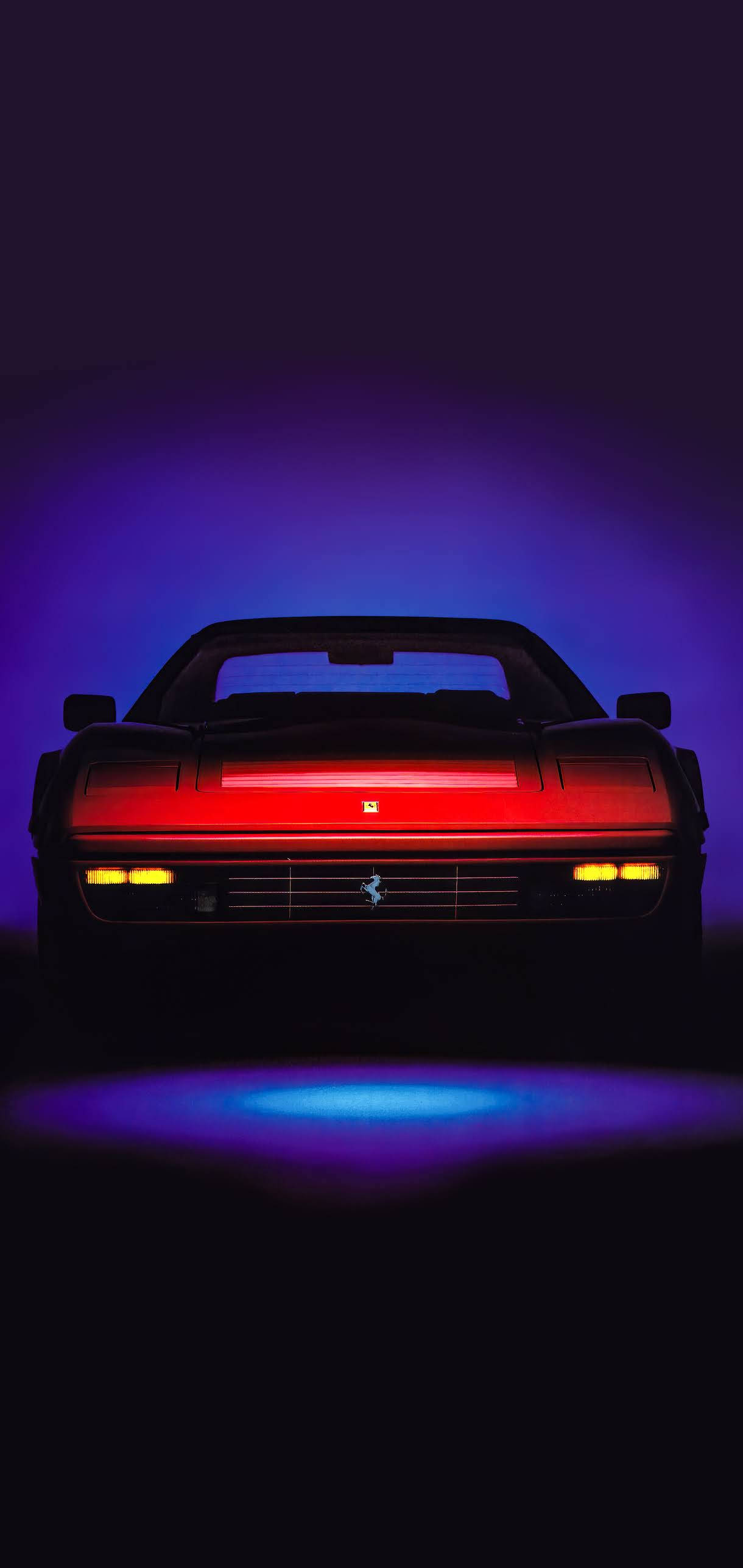1989 328 GTS, Ferrari, red taillights, 2K Phone Wallpaper