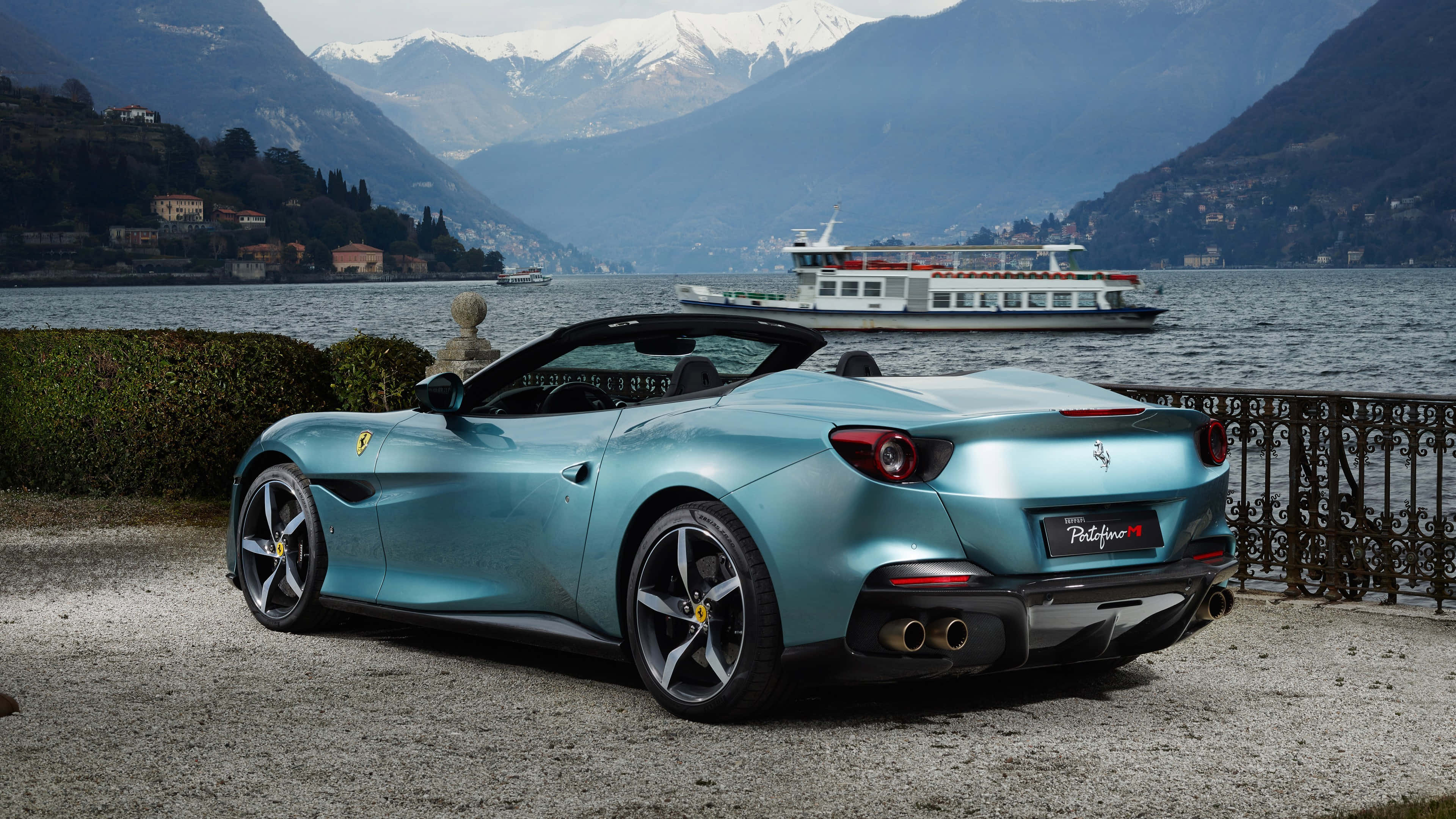 Ferrari Portofino, turquoise, lakeside, 4K Desktop Wallpaper