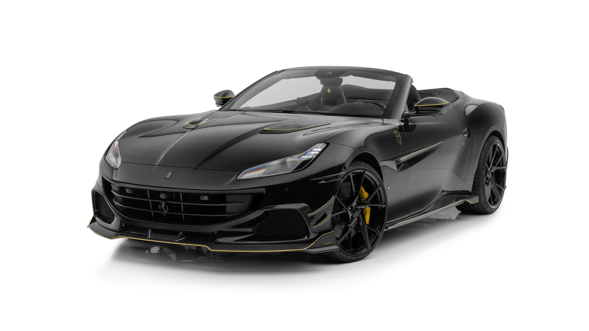 Ferrari Portofino, black, gold accents, Full HD Desktop Wallpaper