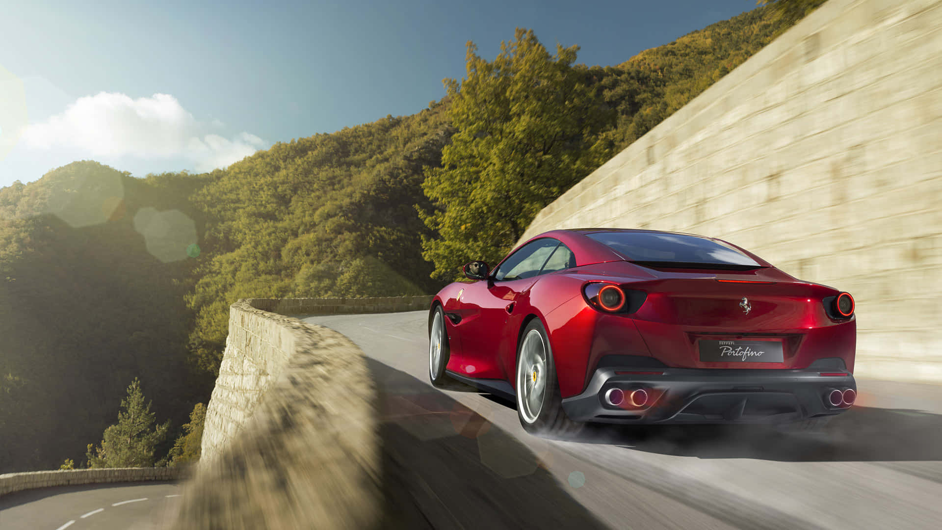 Ferrari Portofino, red, winding mountain road, Full HD Desktop Wallpaper