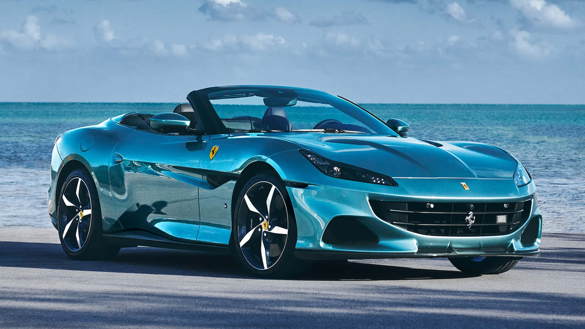 Ferrari Portofino, turquoise, sun, Full HD Desktop Wallpaper