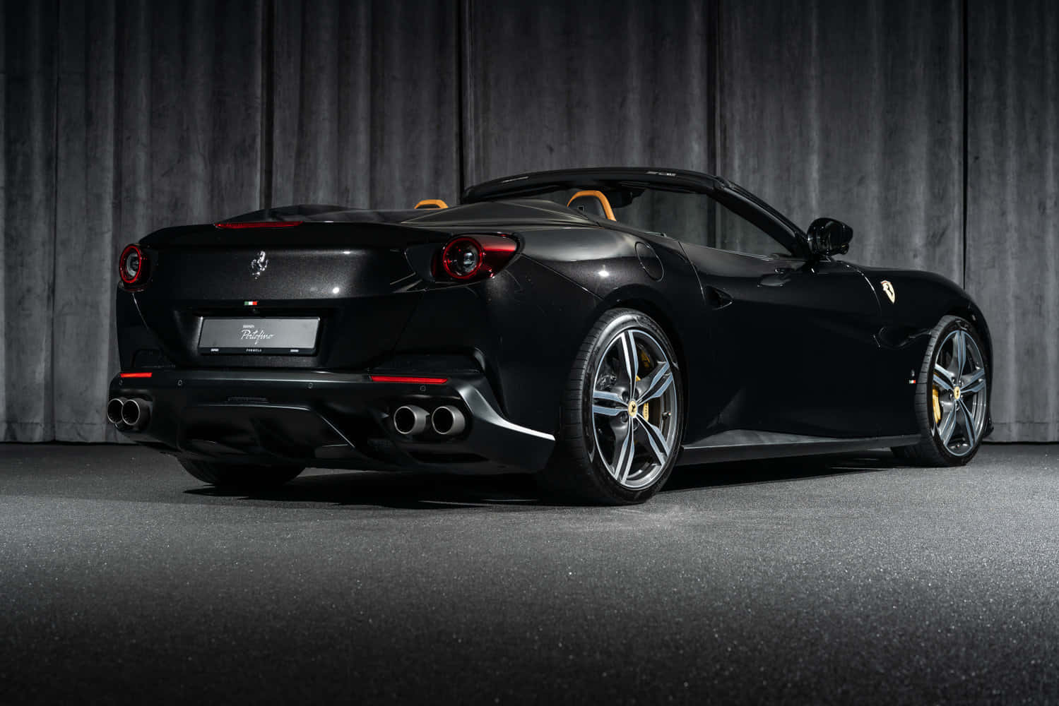 Ferrari Portofino, black, yellow accents, HD Desktop Wallpaper