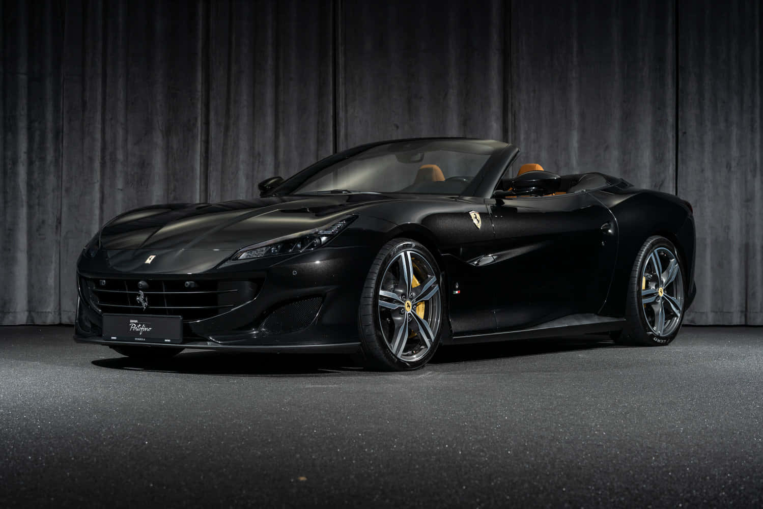 Ferrari Portofino, sleek black, tan interior, HD Desktop Wallpaper