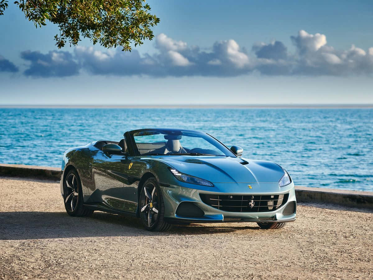 Ferrari Portofino, blue, convertible, SD Desktop Wallpaper