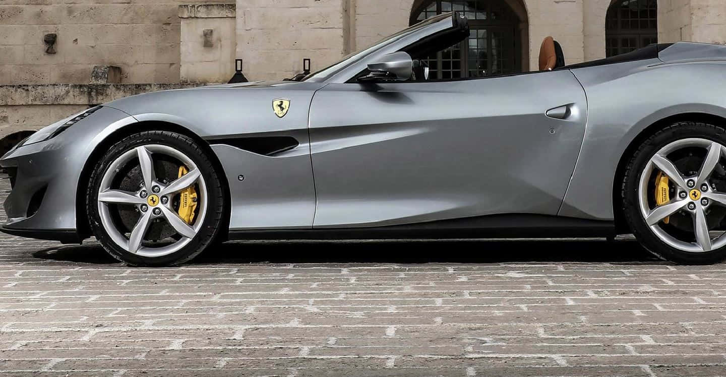 Ferrari Portofino, silver, yellow brake calipers, HD Desktop Wallpaper