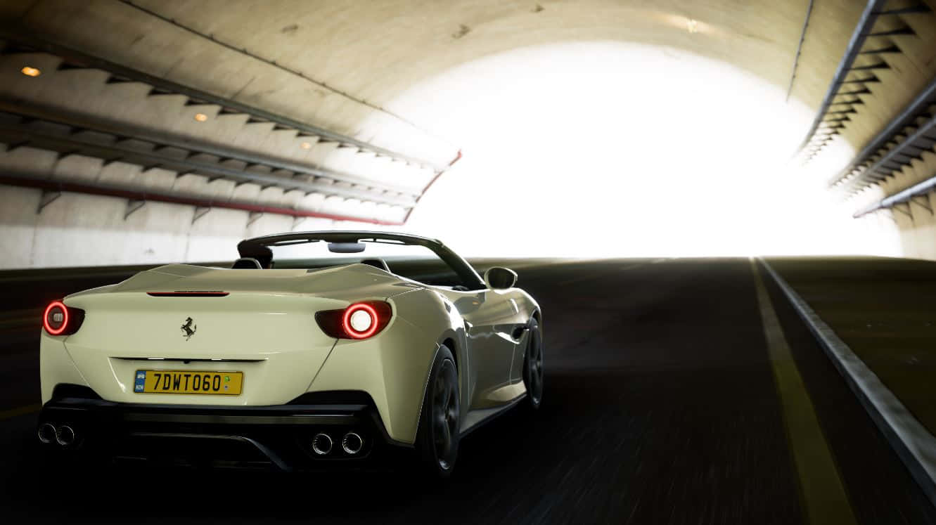 Ferrari Portofino, cream, tunnel exit, HD Desktop Wallpaper