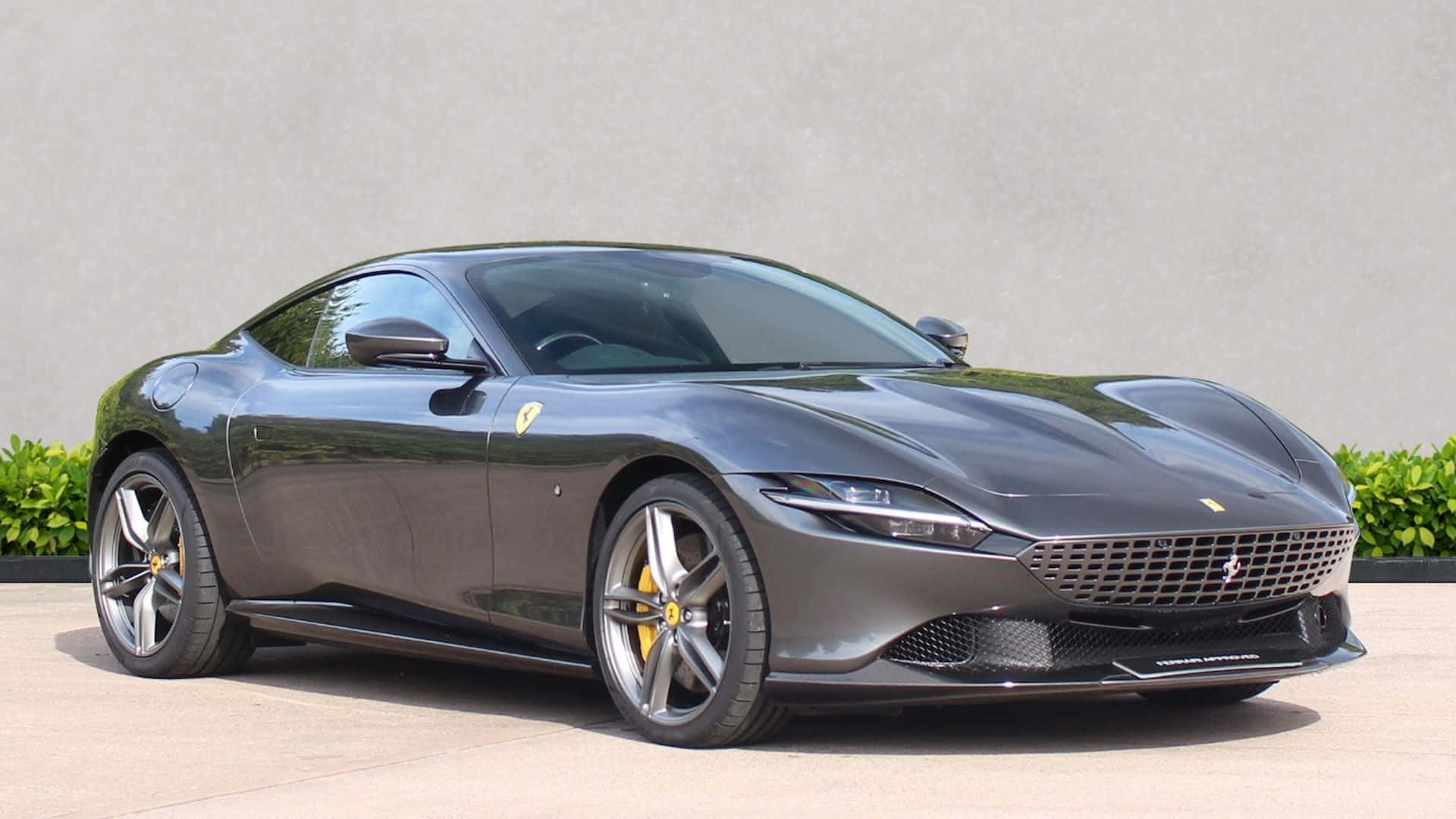 Ferrari Roma, matte gray, pavement, Full HD Desktop Wallpaper