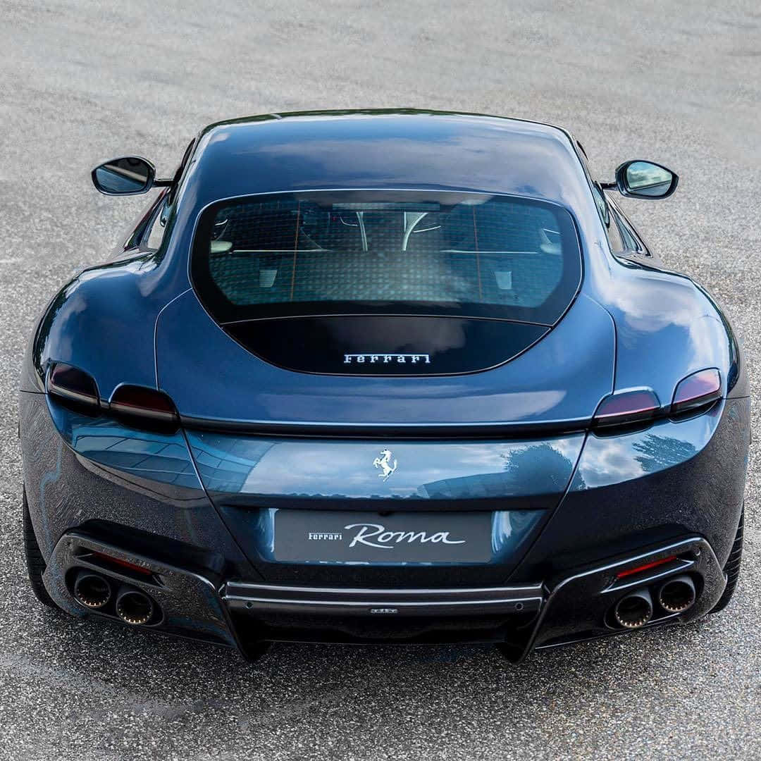 Ferrari Roma, sleek blue, quad exhausts, SD Desktop Wallpaper
