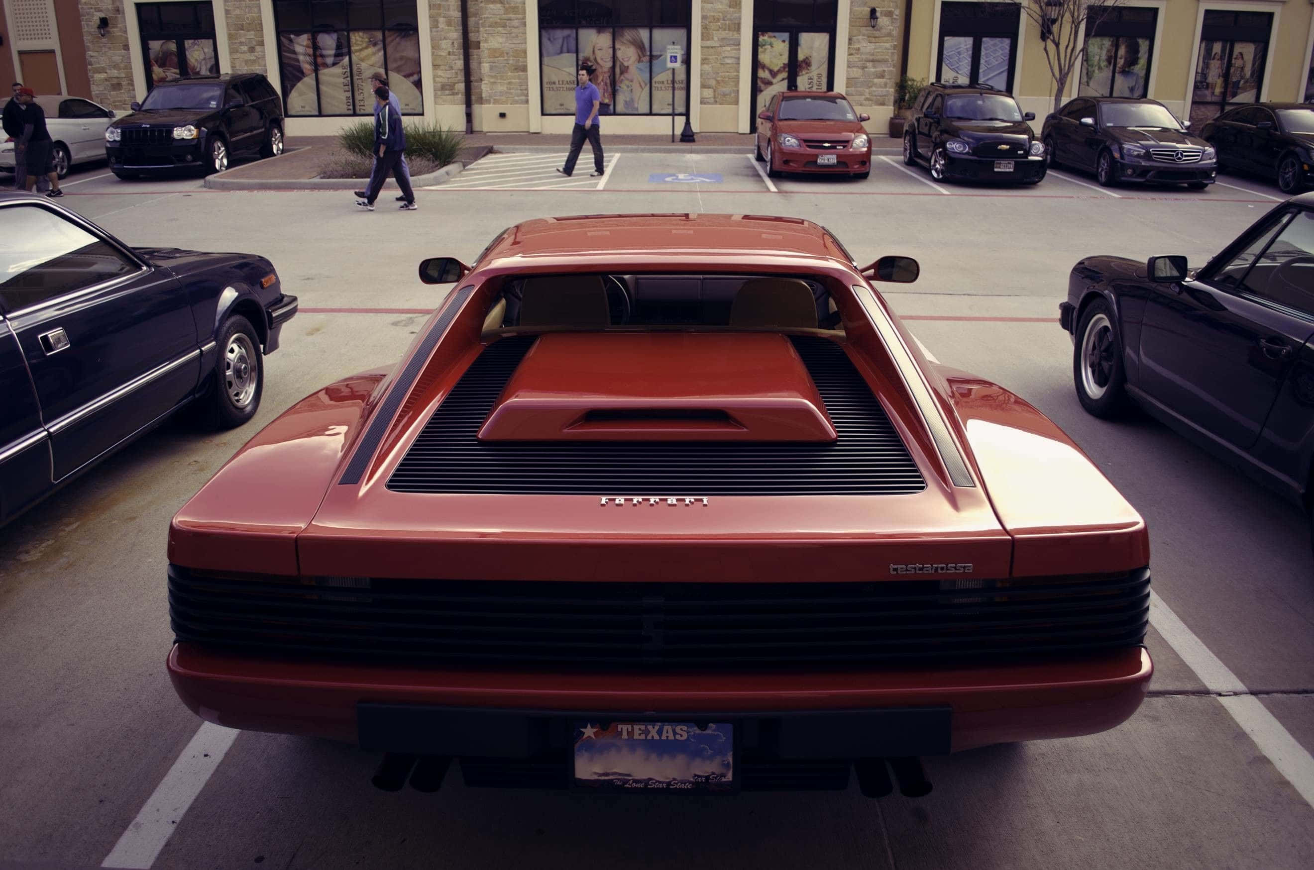 Ferrari Testarossa, red, rear view, 2K Desktop Wallpaper
