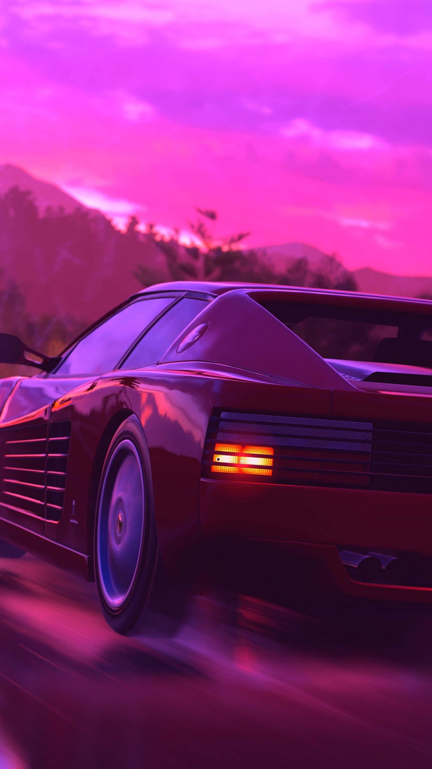 Ferrari Testarossa, red, sunset, 2K Phone Wallpaper