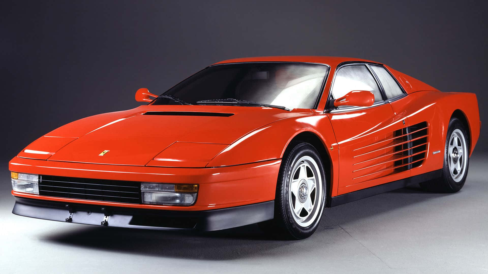 Ferrari Testarossa, glossy red, side strakes, Full HD Desktop Wallpaper