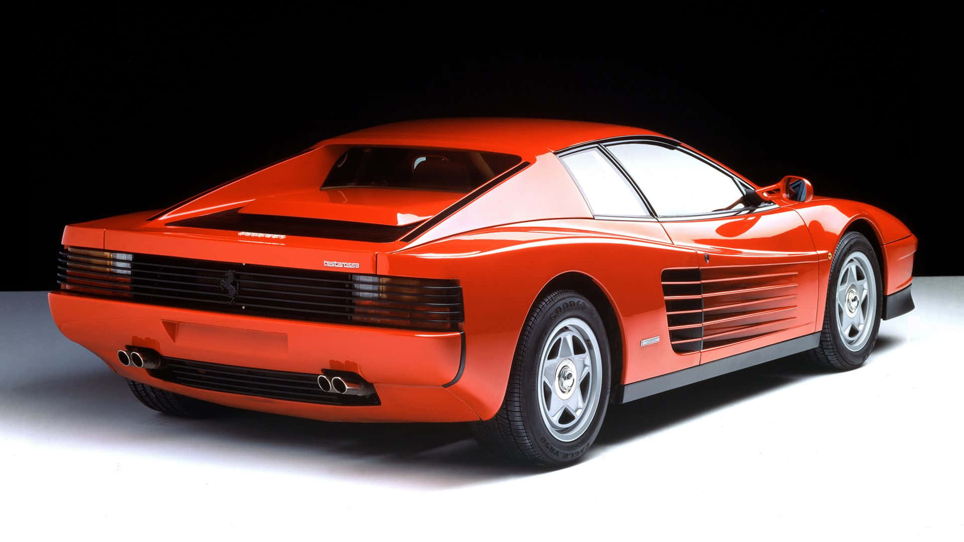 Ferrari Testarossa, orange, studio lights, Full HD Desktop Wallpaper
