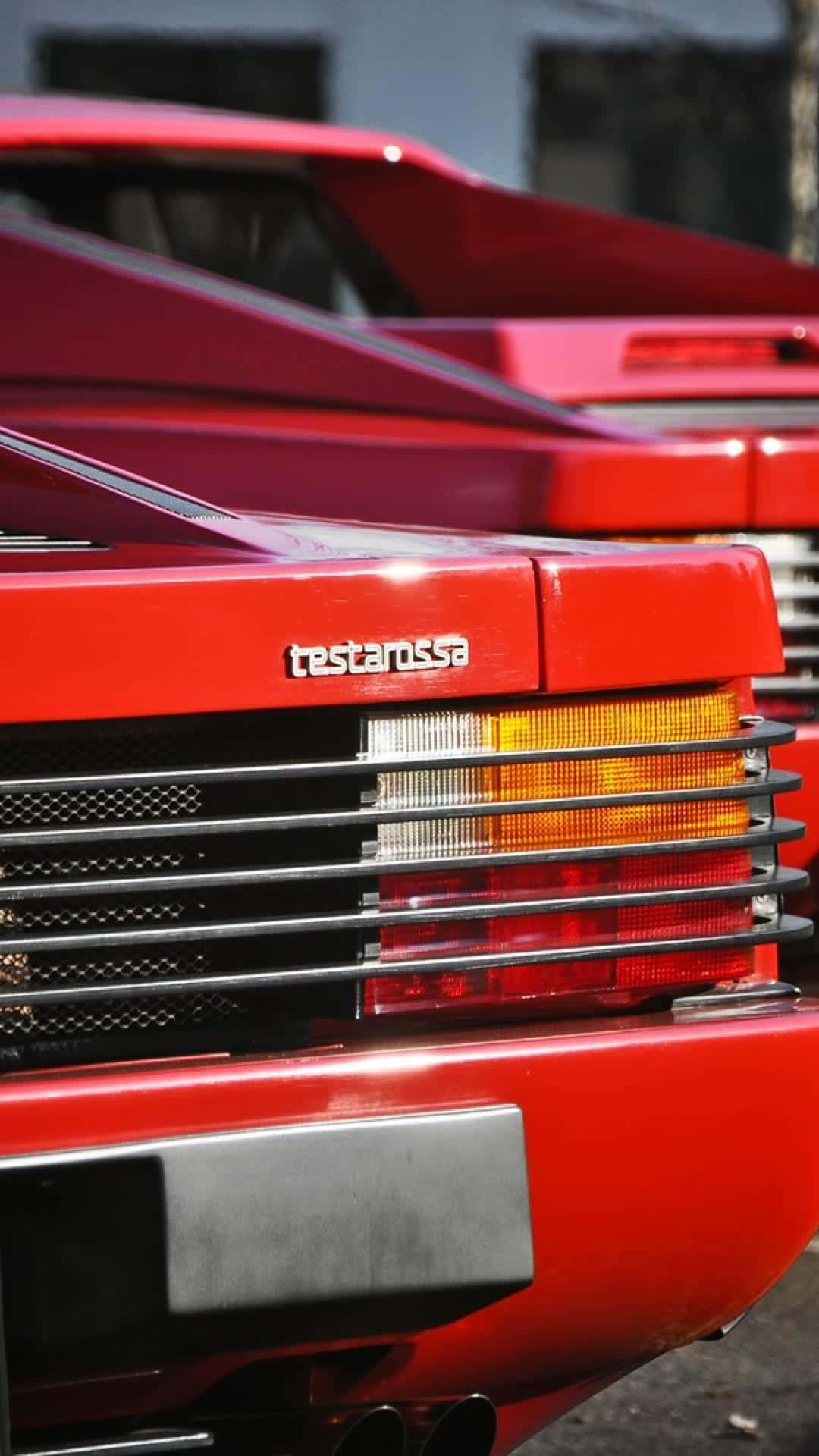 Ferrari Testarossa, vibrant red, chrome trim, Full HD Phone Wallpaper