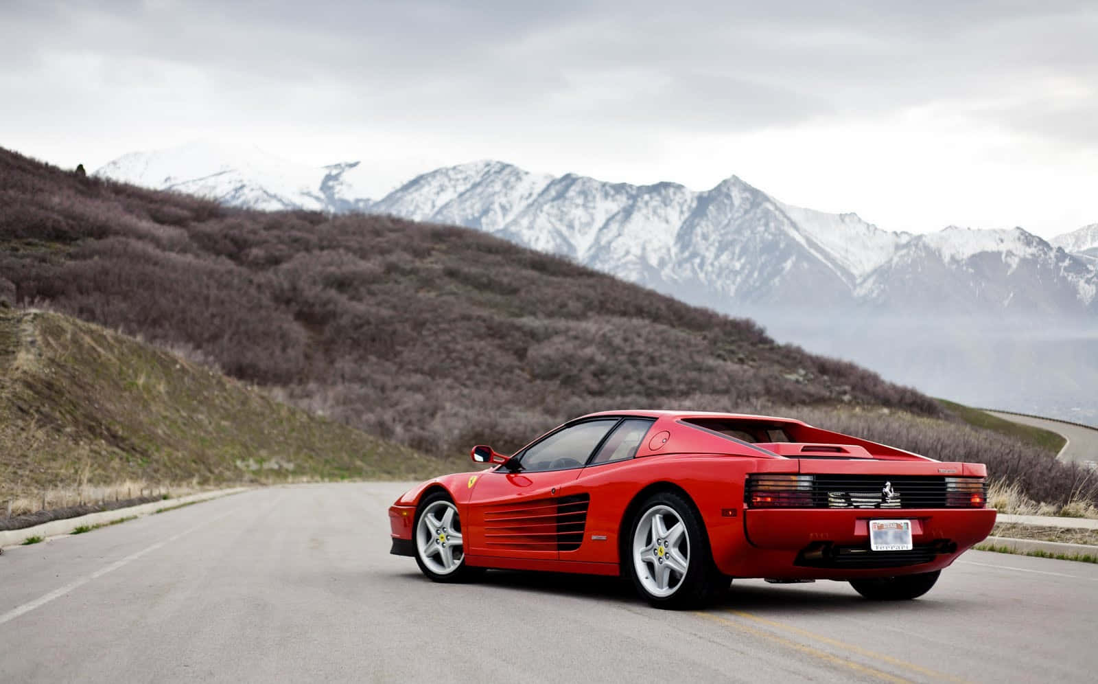 Ferrari Testarossa, red, mountain road, HD Desktop Wallpaper